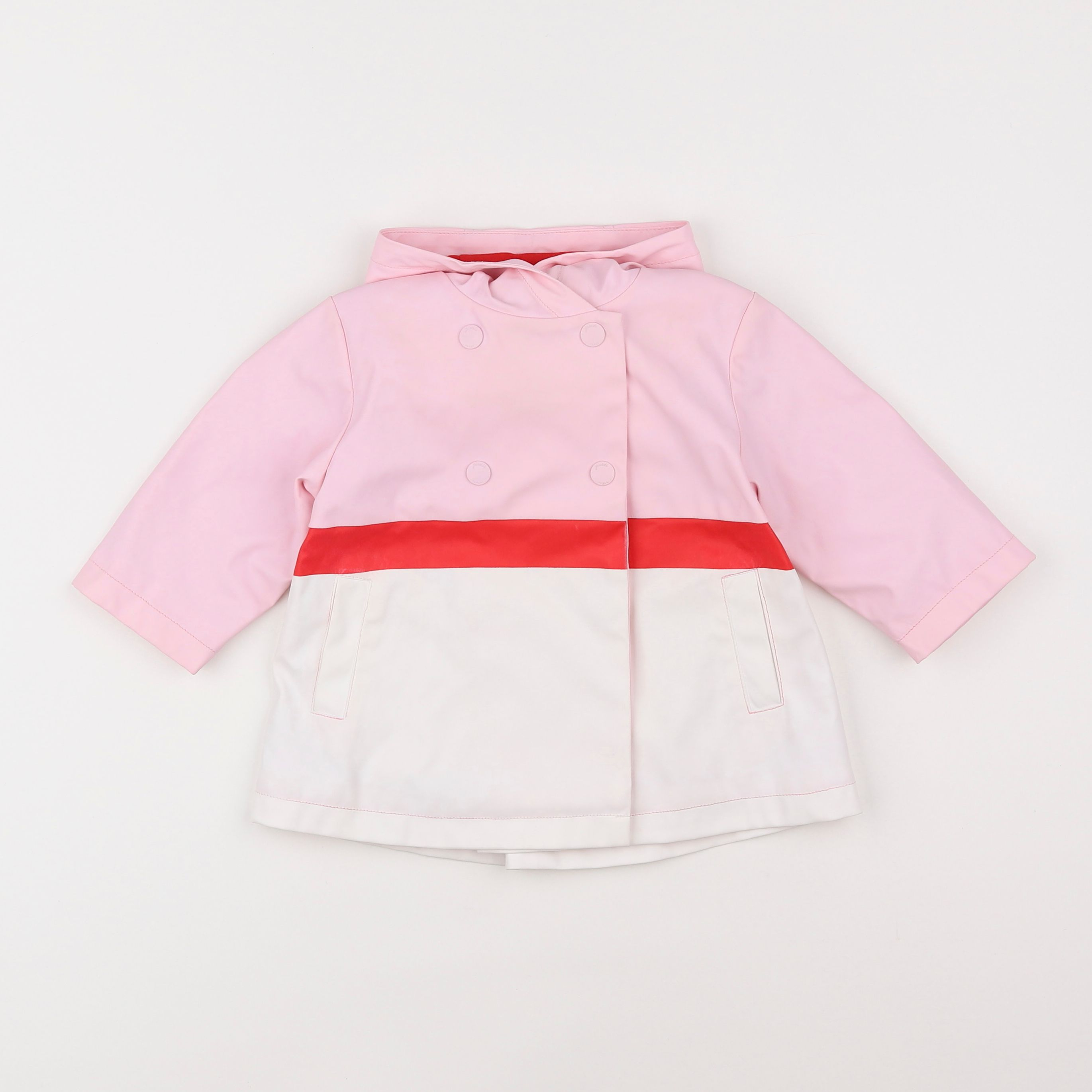 Jacadi - imperméable rose, blanc - 12 mois