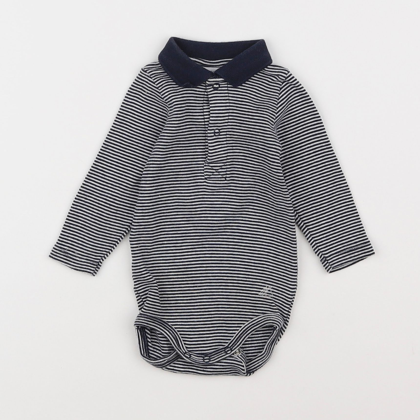 Petit Bateau - body à col bleu - 3 mois