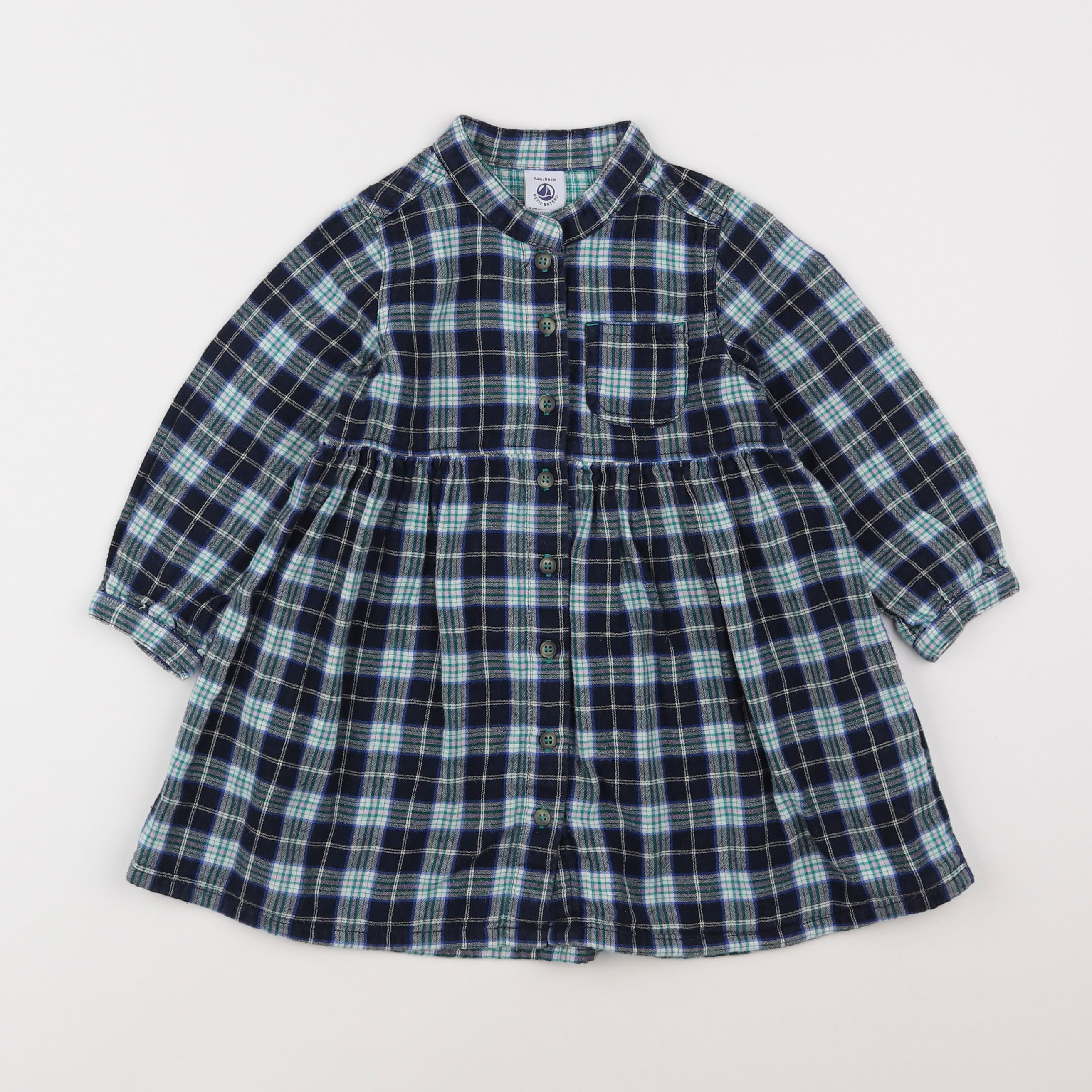 Petit Bateau - robe bleu - 2 ans