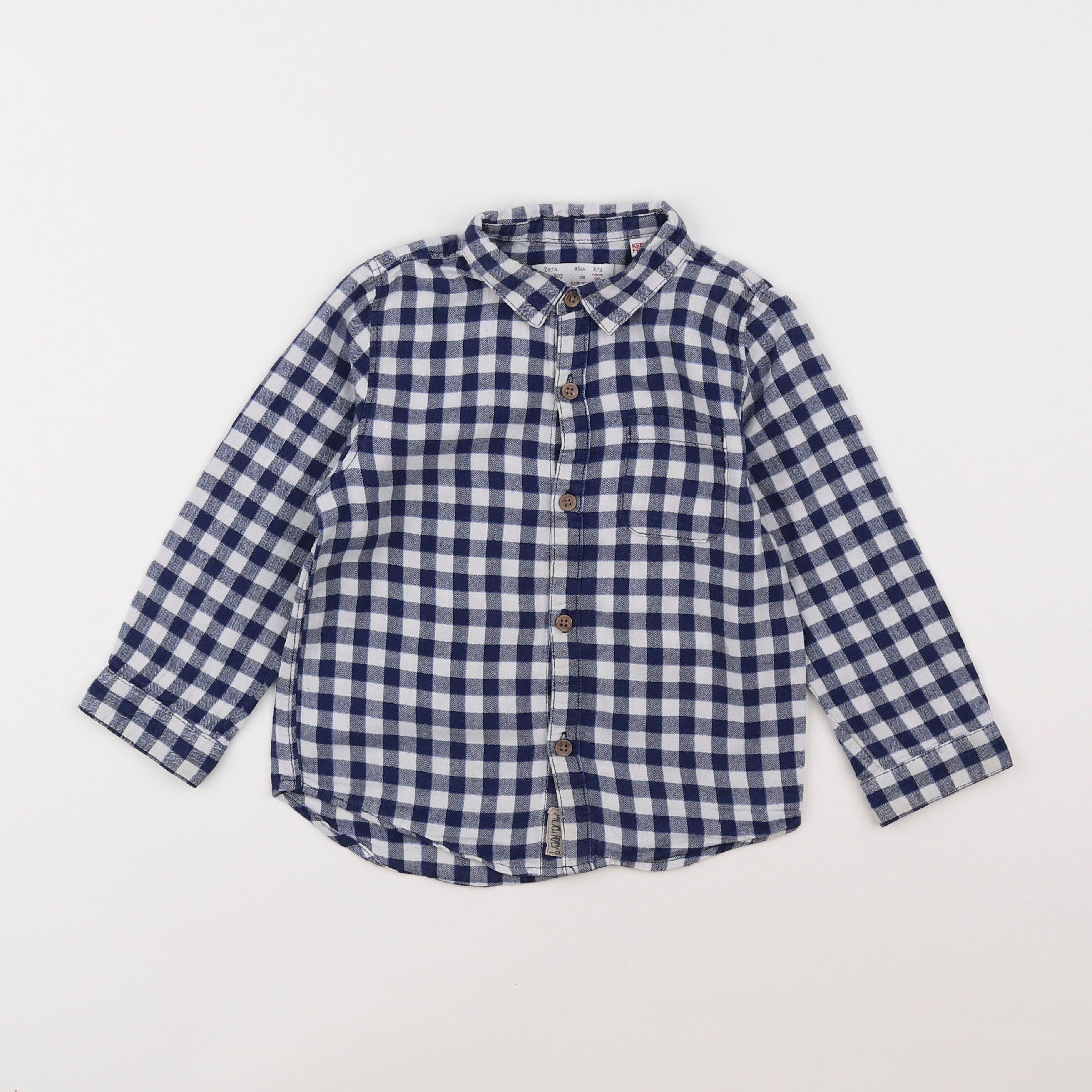 Zara - chemise blanc, bleu - 2/3 ans