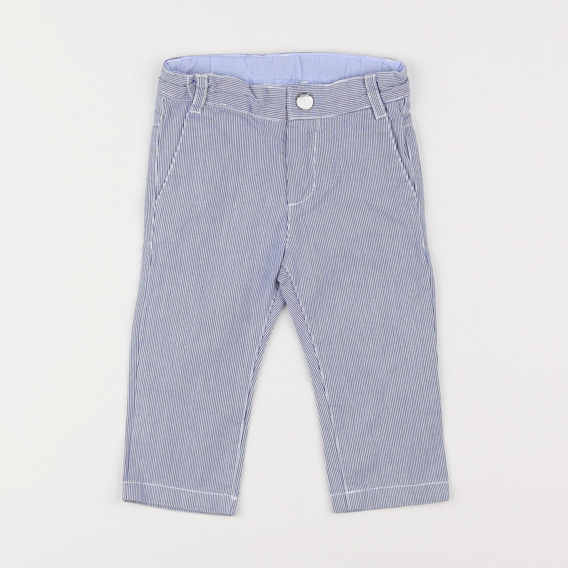 Jacadi - pantalon bleu, blanc - 12 mois