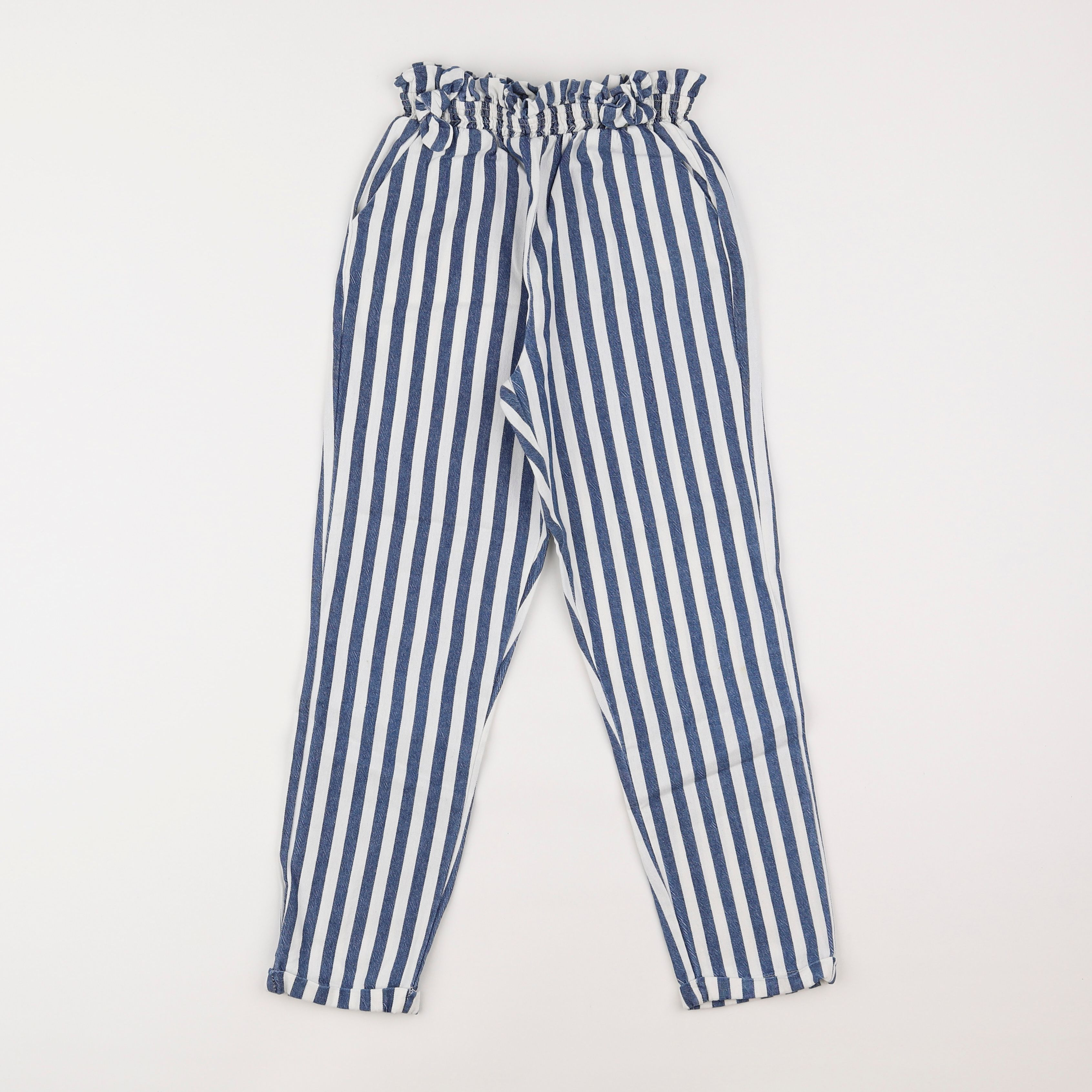 Vertbaudet - pantalon blanc, bleu - 7 ans