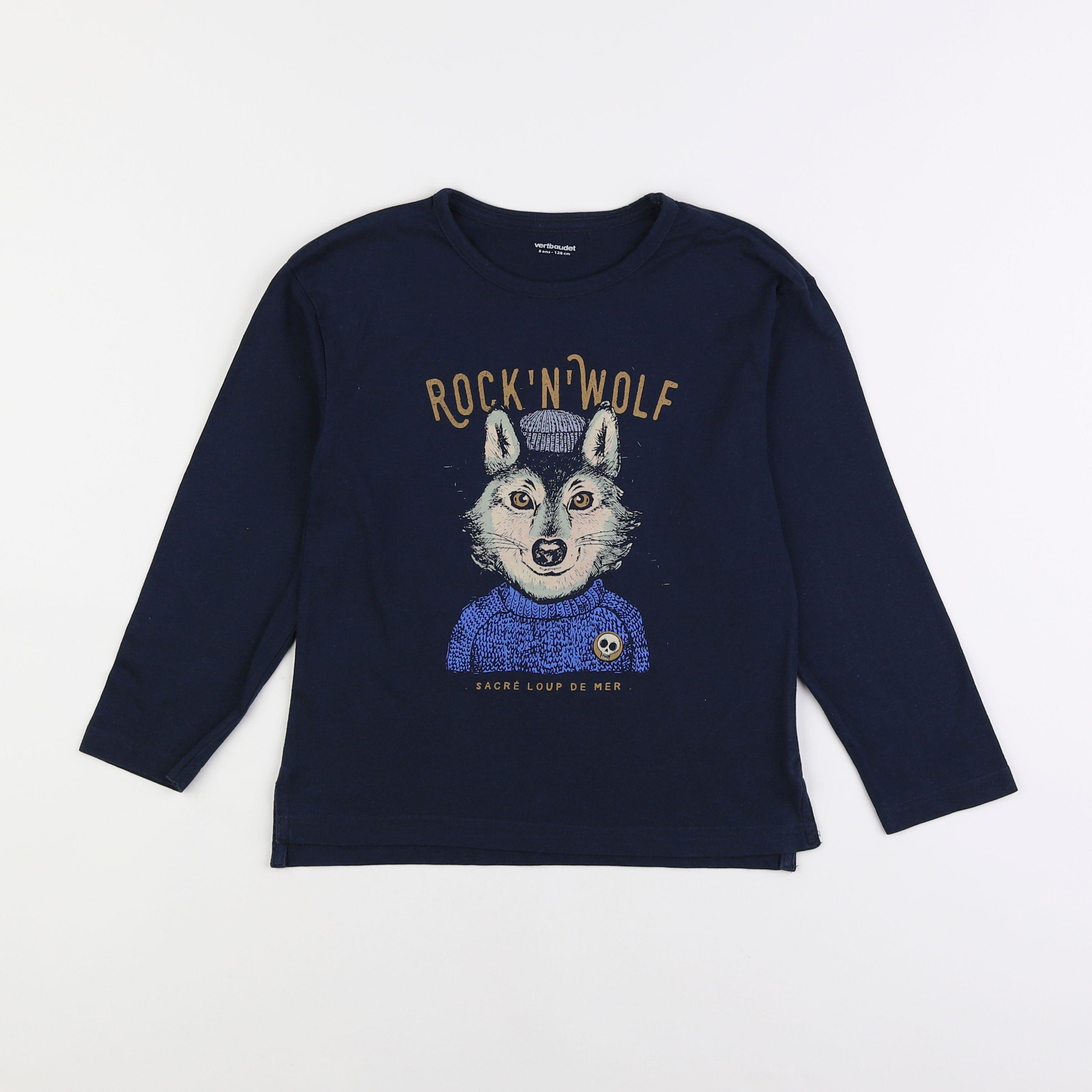 Vertbaudet - tee-shirt bleu - 8 ans