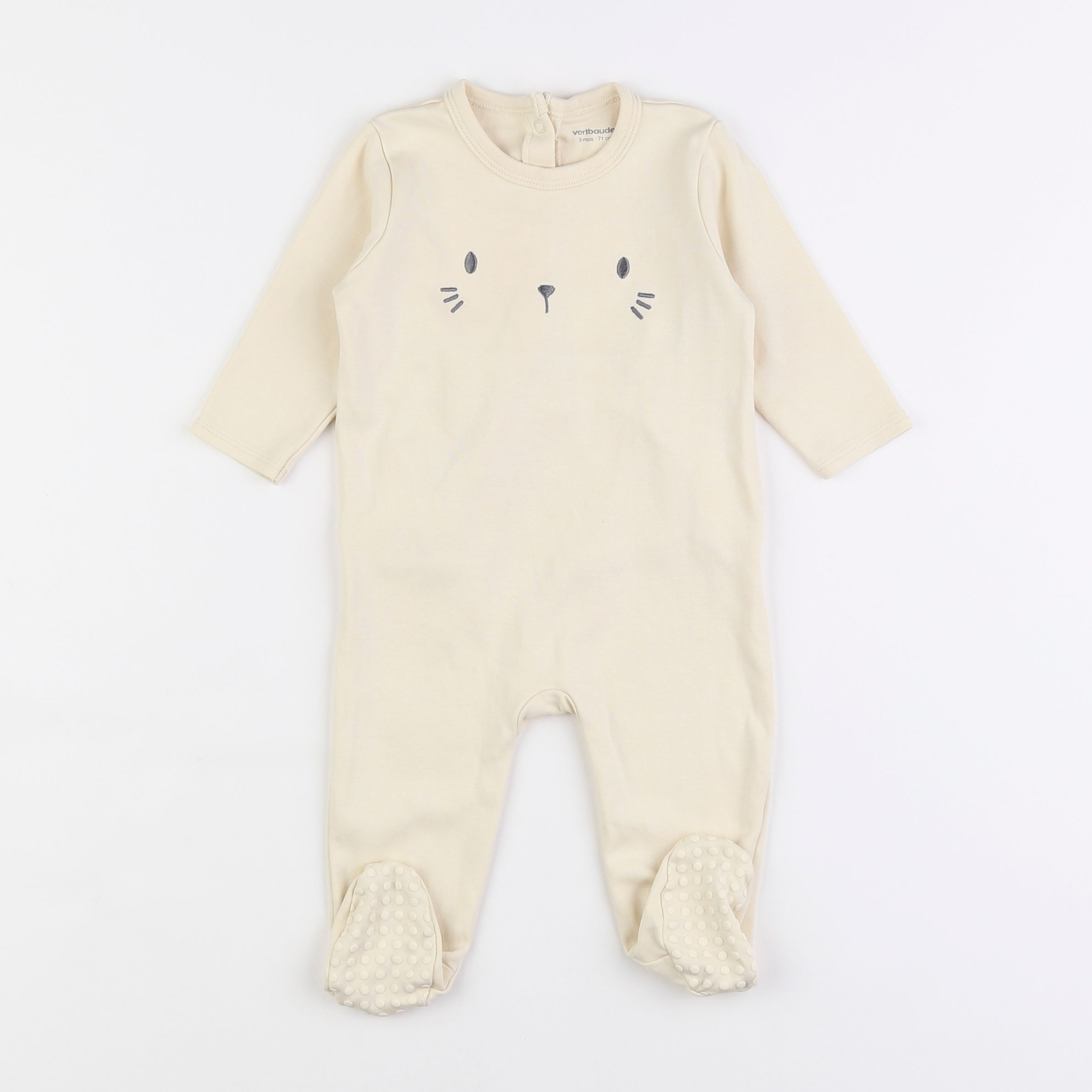 Vertbaudet - pyjama coton beige - 9 mois