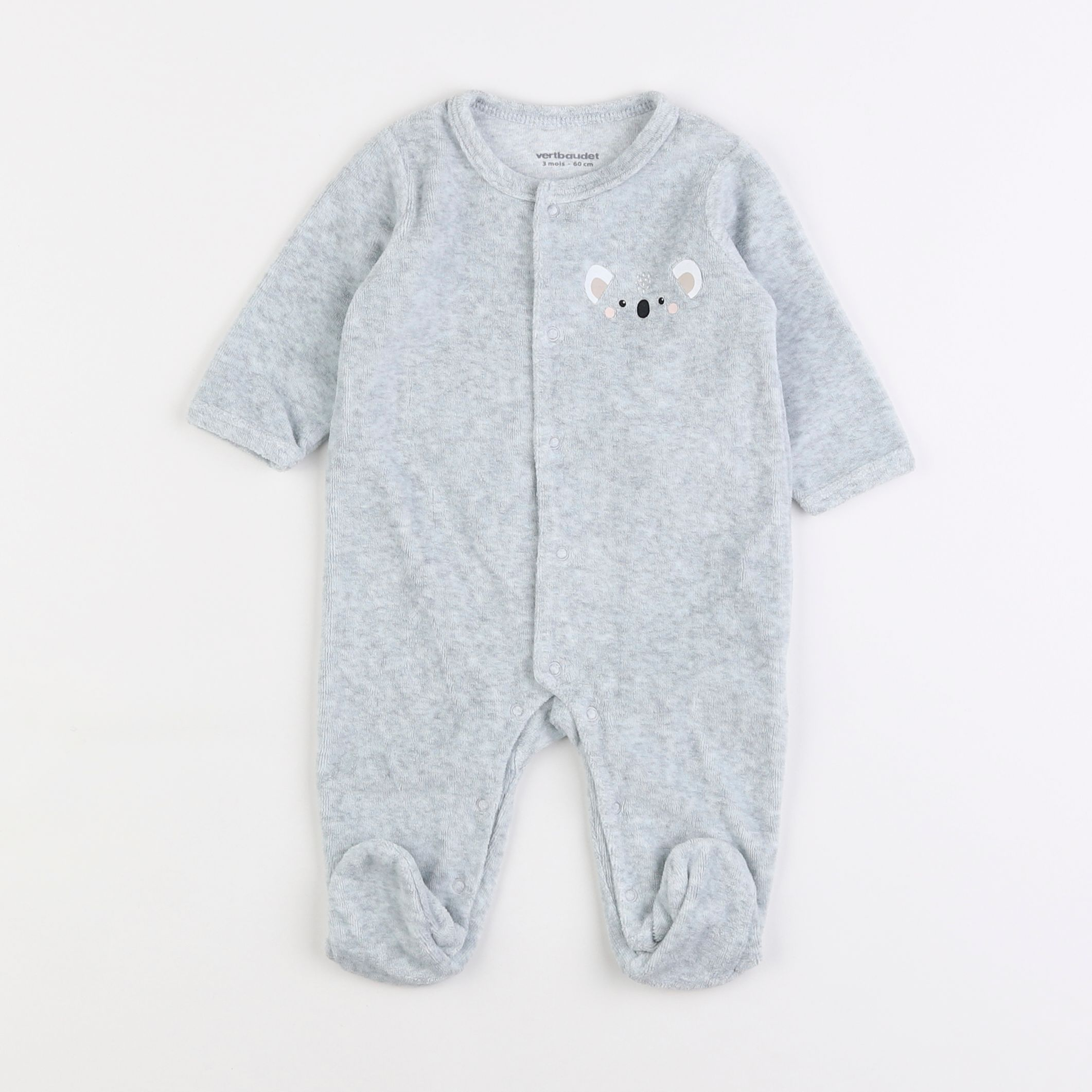 Vertbaudet - pyjama velours gris - 3 mois