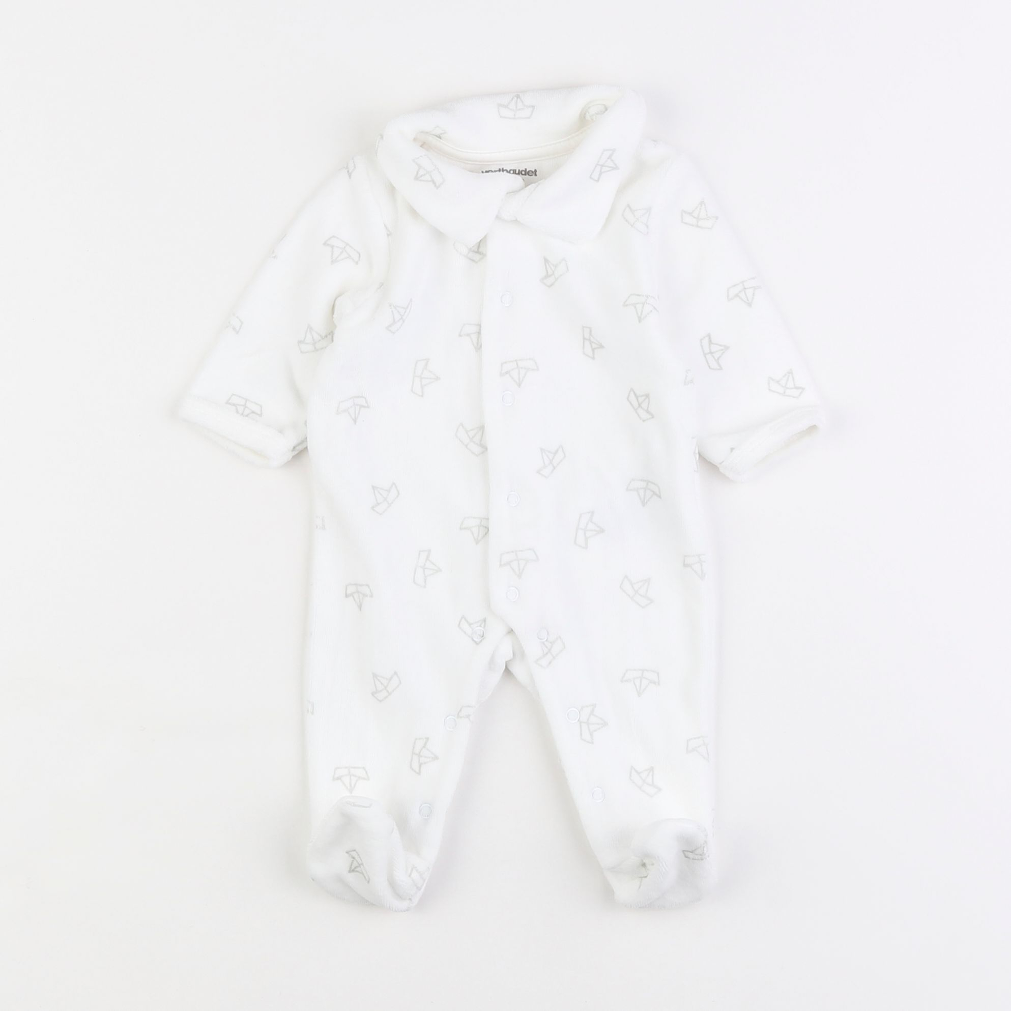 Vertbaudet - pyjama velours blanc - 1 mois