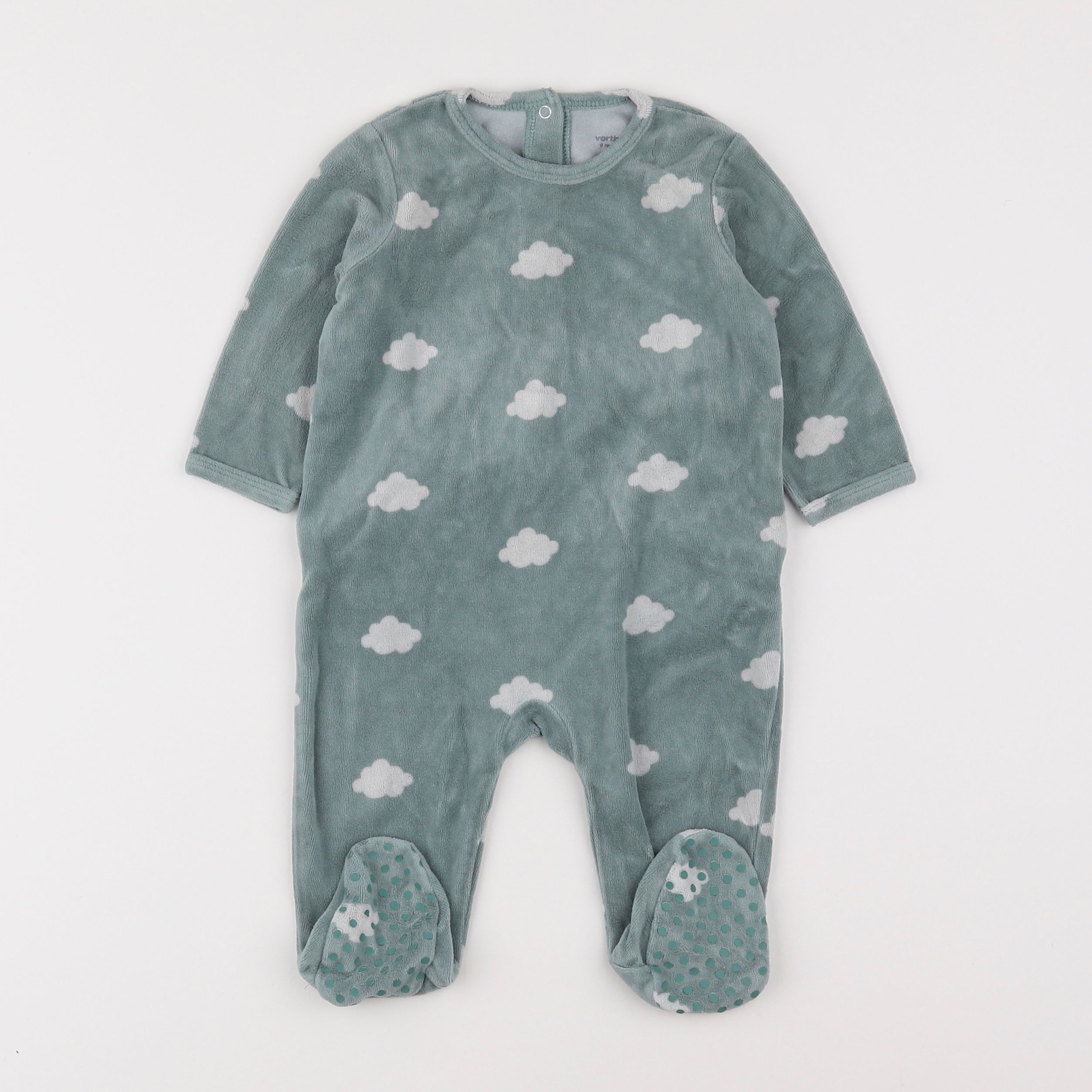 Vertbaudet - pyjama velours vert - 9 mois