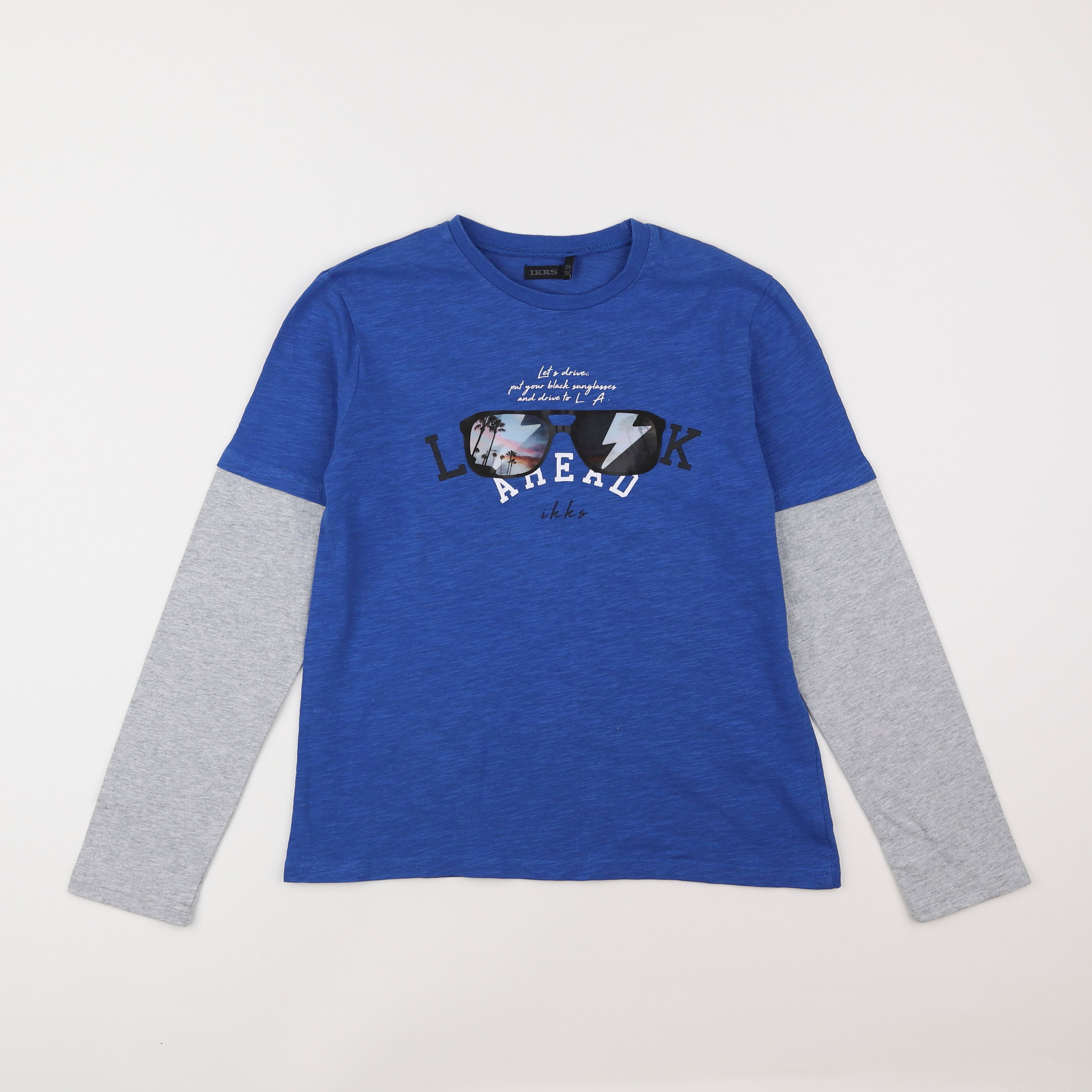 IKKS - tee-shirt bleu, gris - 12 ans