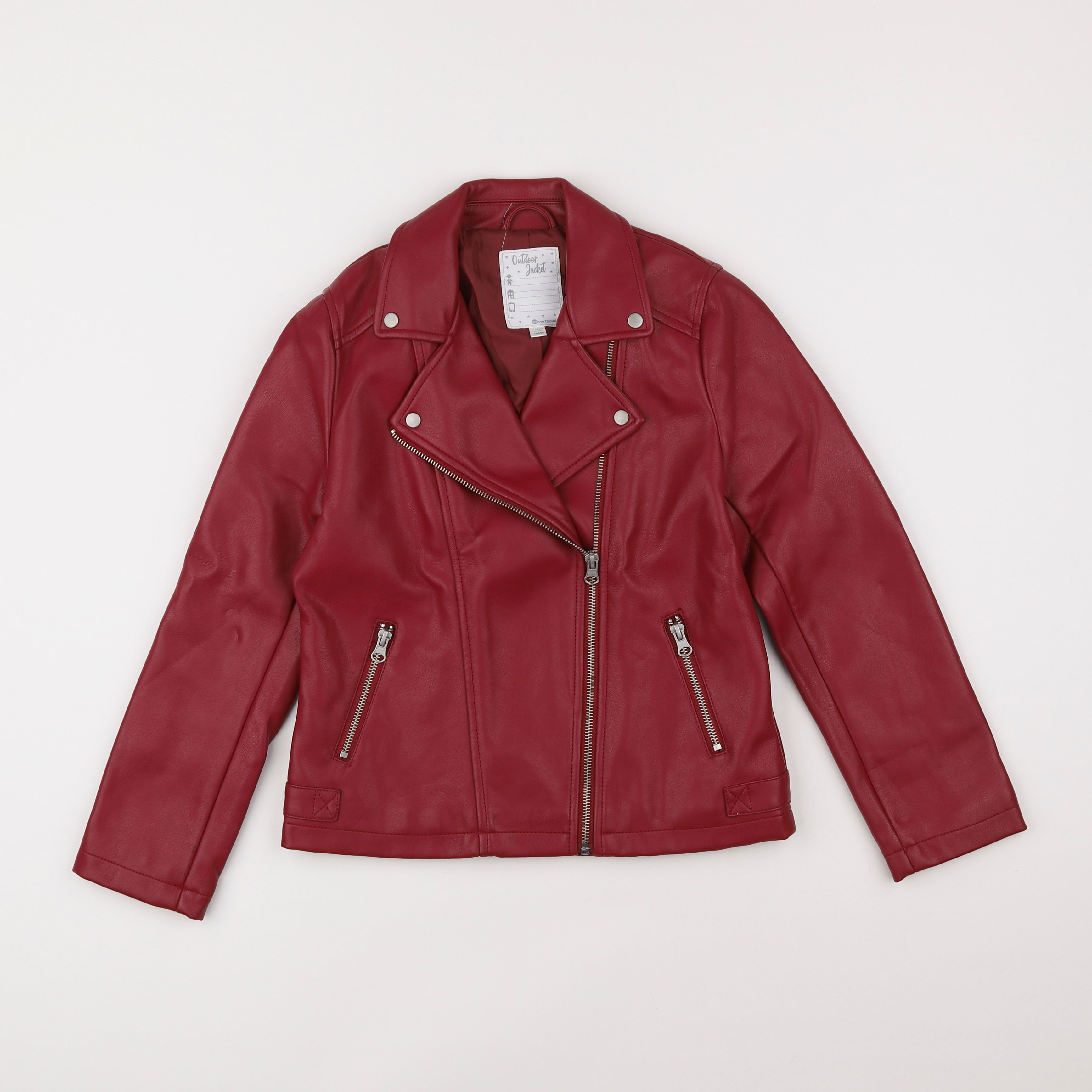 Vertbaudet - veste simili cuir rouge - 10 ans