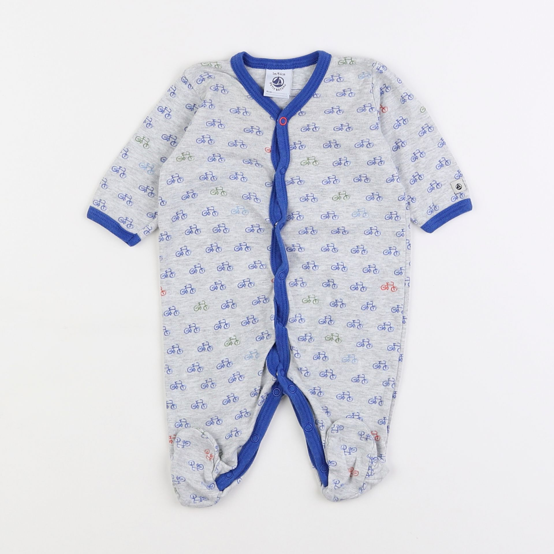 Petit Bateau - pyjama coton gris - 1 mois