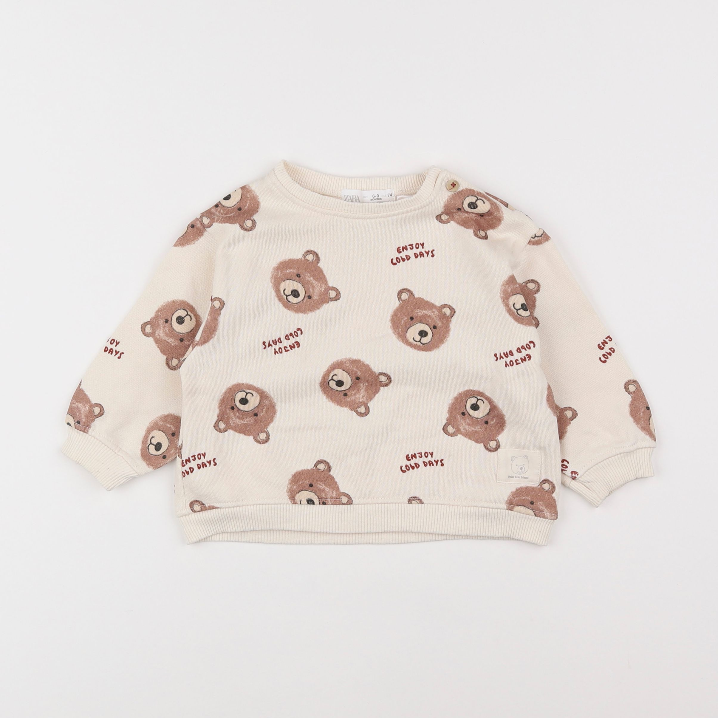 Zara - sweat beige - 6/9 mois