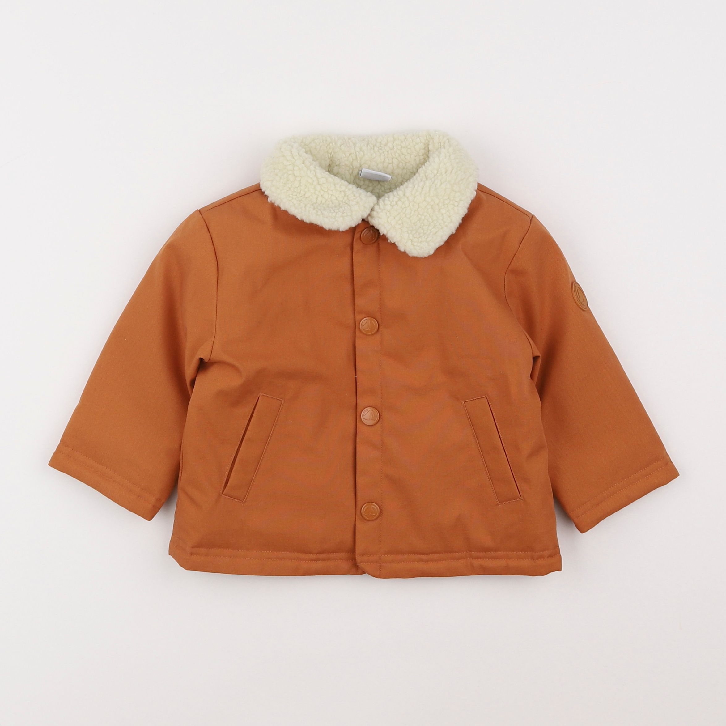 Petit Bateau - veste doublé marron - 12 mois