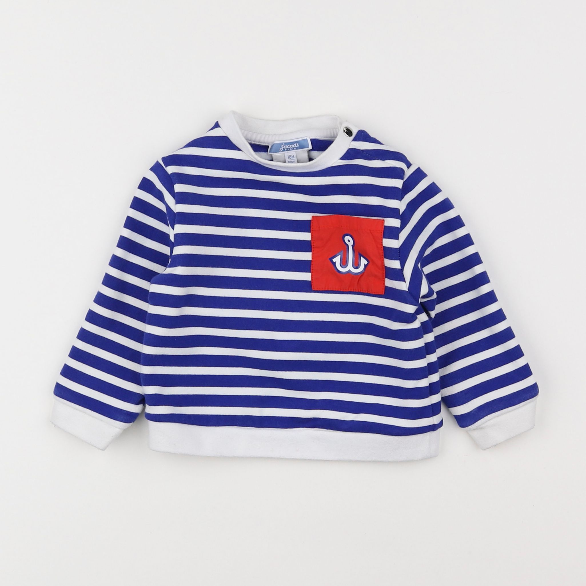 Jacadi - sweat bleu, blanc - 18 mois