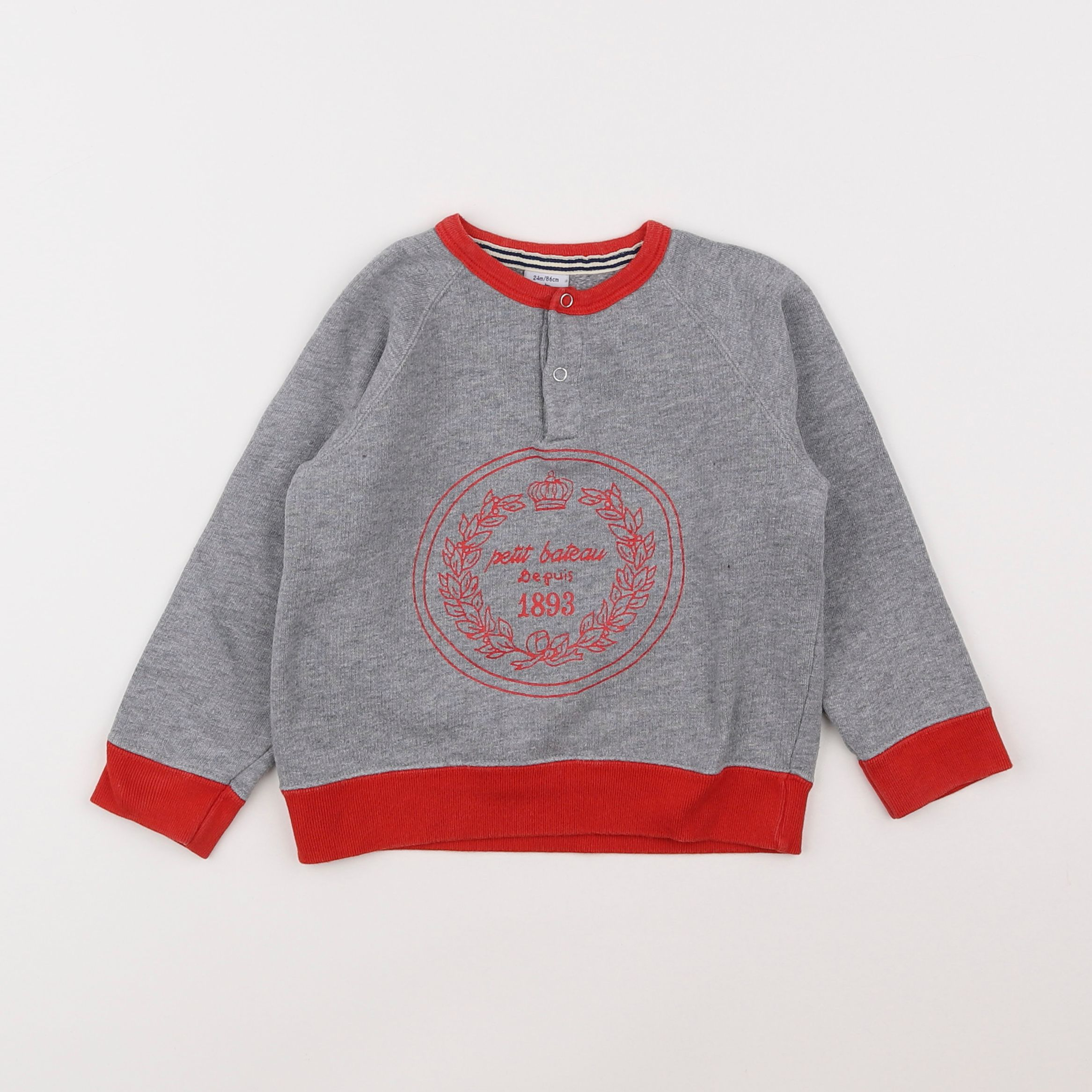 Petit Bateau - sweat gris - 2 ans