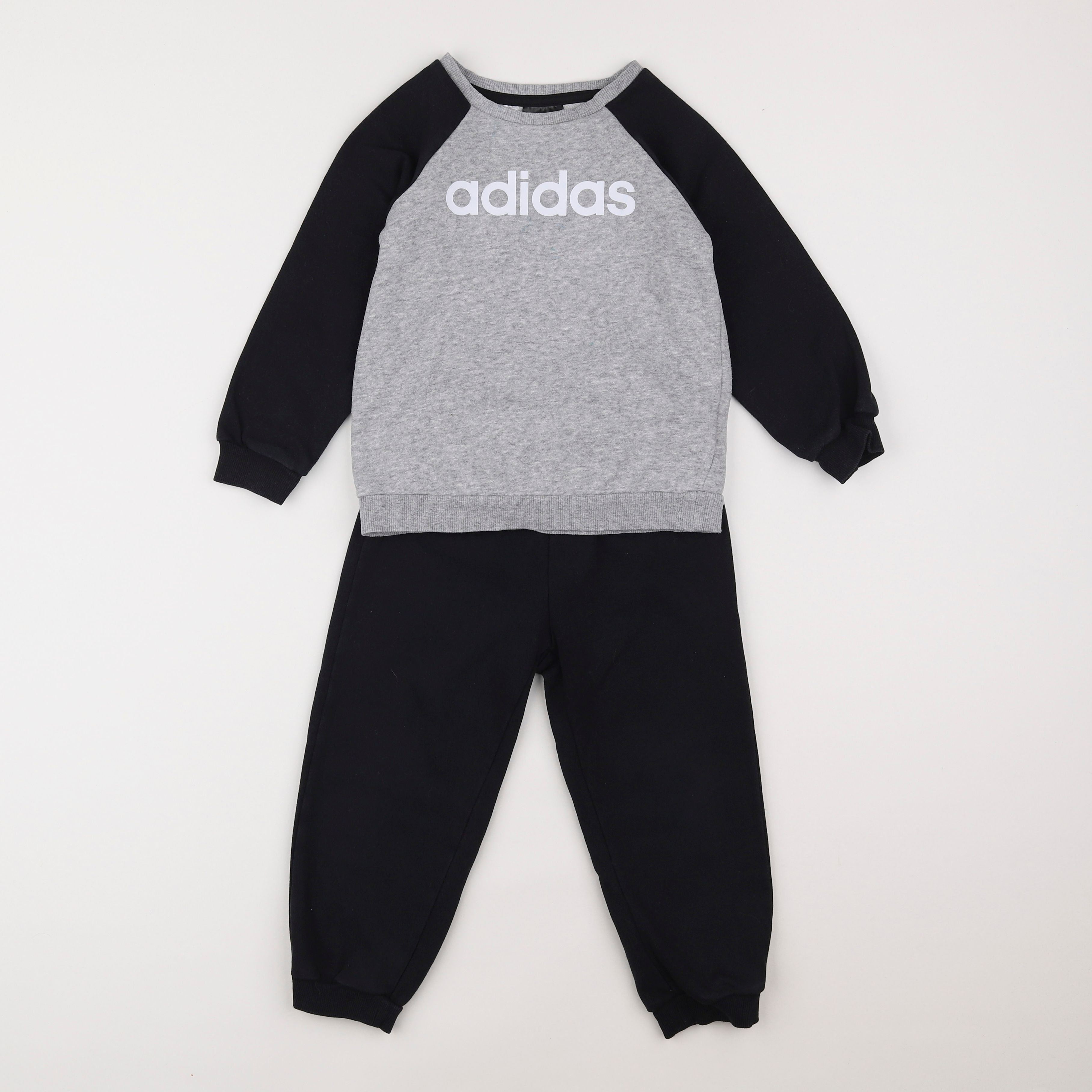 Adidas - ensemble gris, noir - 2/3 ans