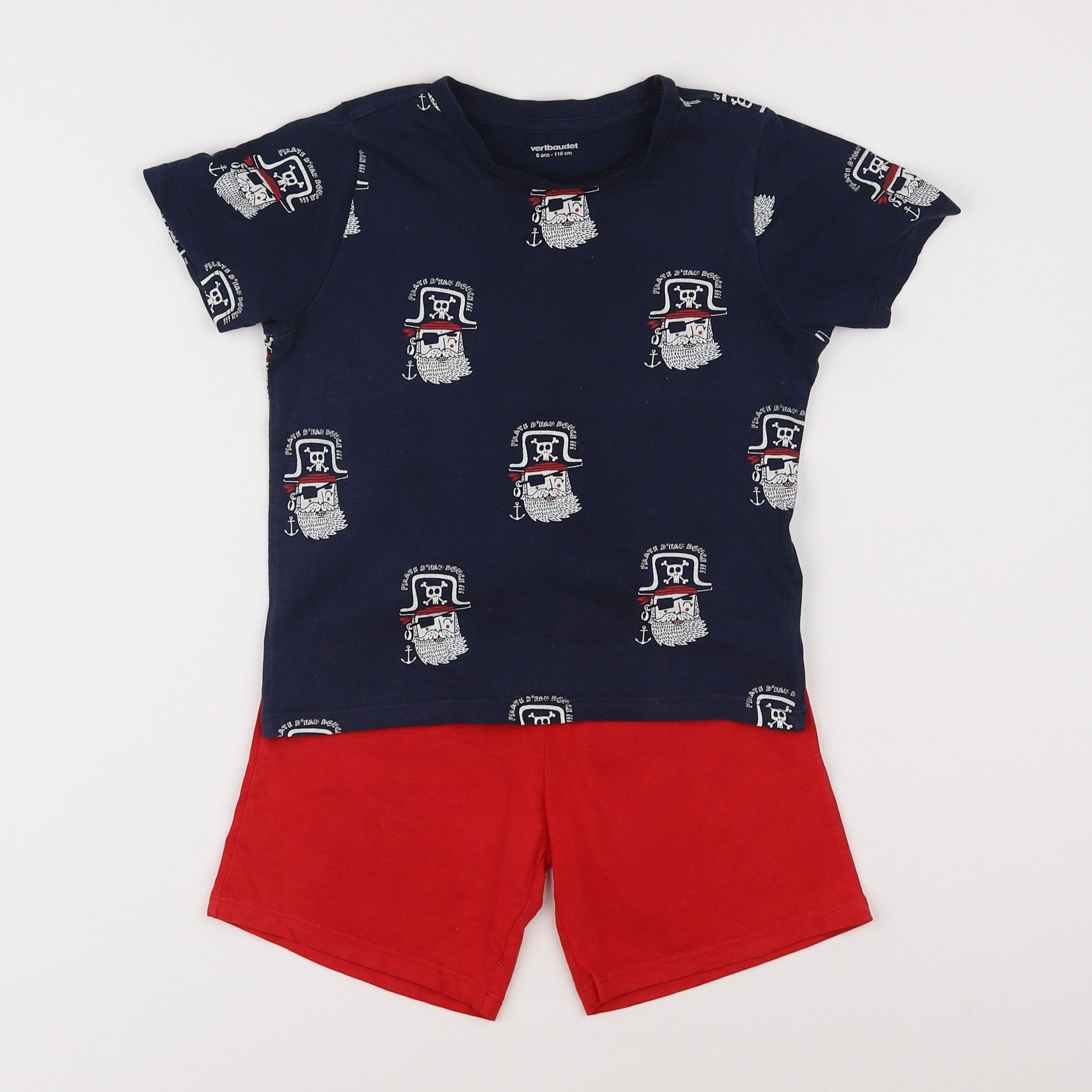 Vertbaudet - pyjama coton bleu, rouge - 6 ans