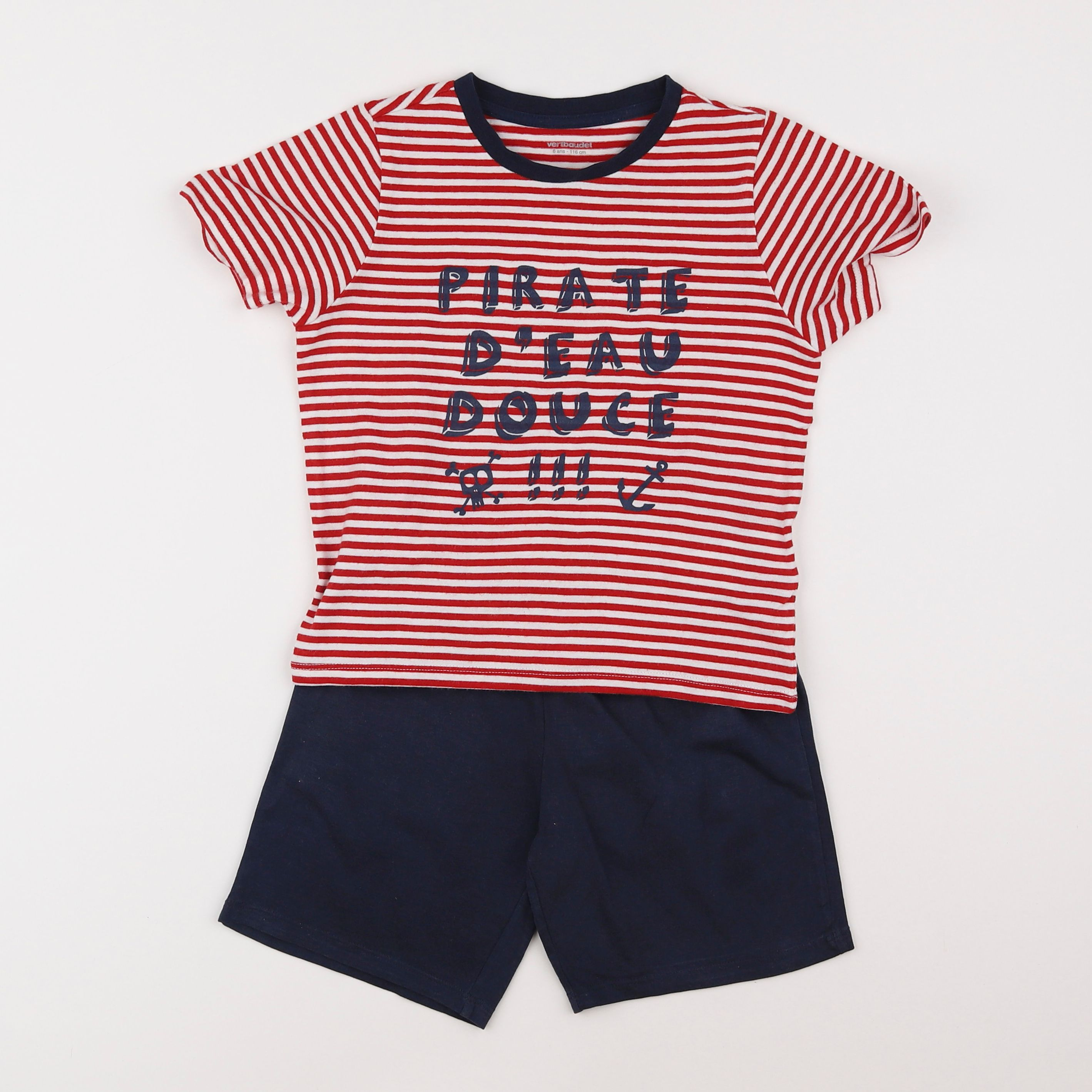 Vertbaudet - pyjama coton bleu, rouge - 6 ans