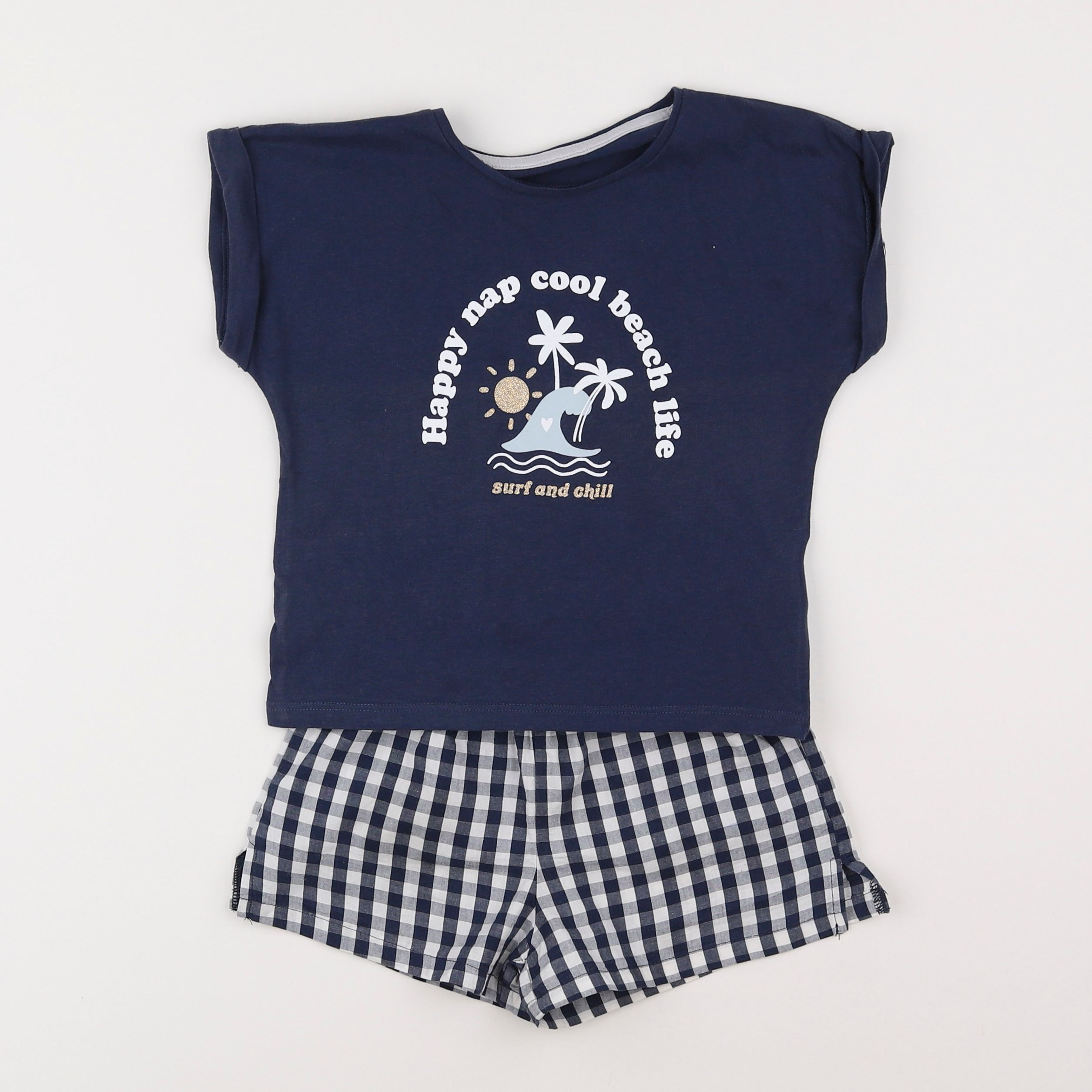 Vertbaudet - pyjama coton bleu, blanc - 4 ans