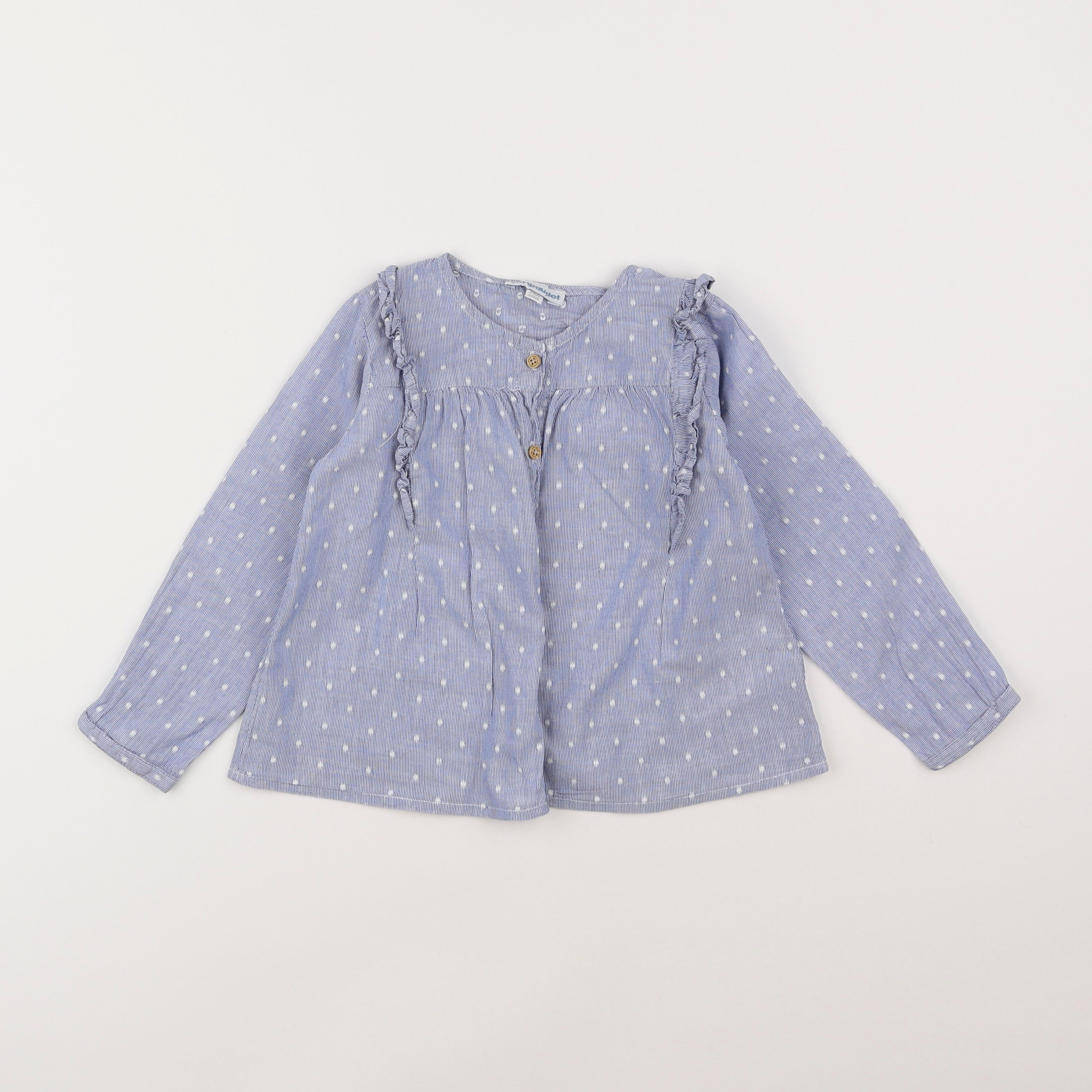 Vertbaudet - blouse bleu, blanc - 3 ans