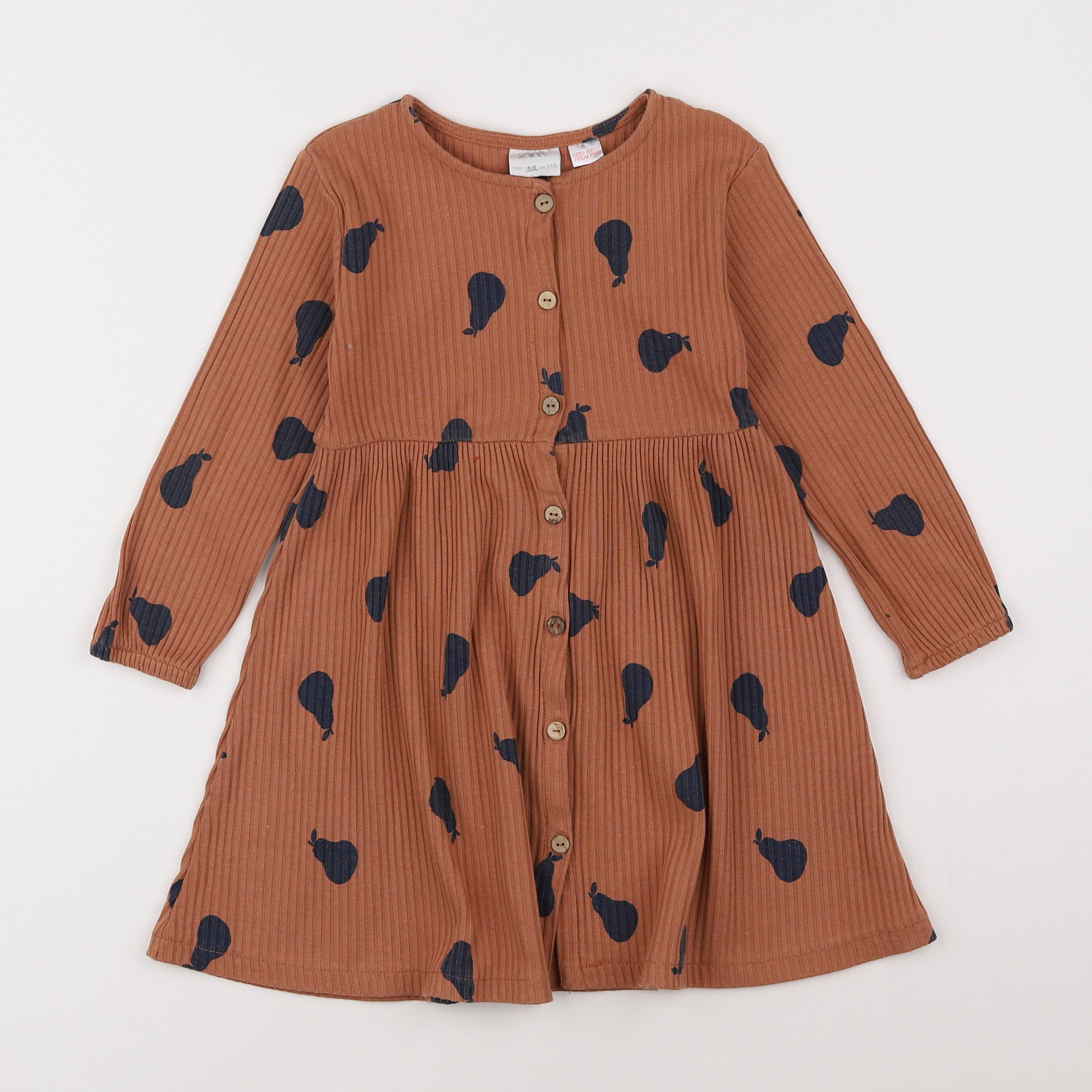 Zara - robe marron, noir - 4/5 ans