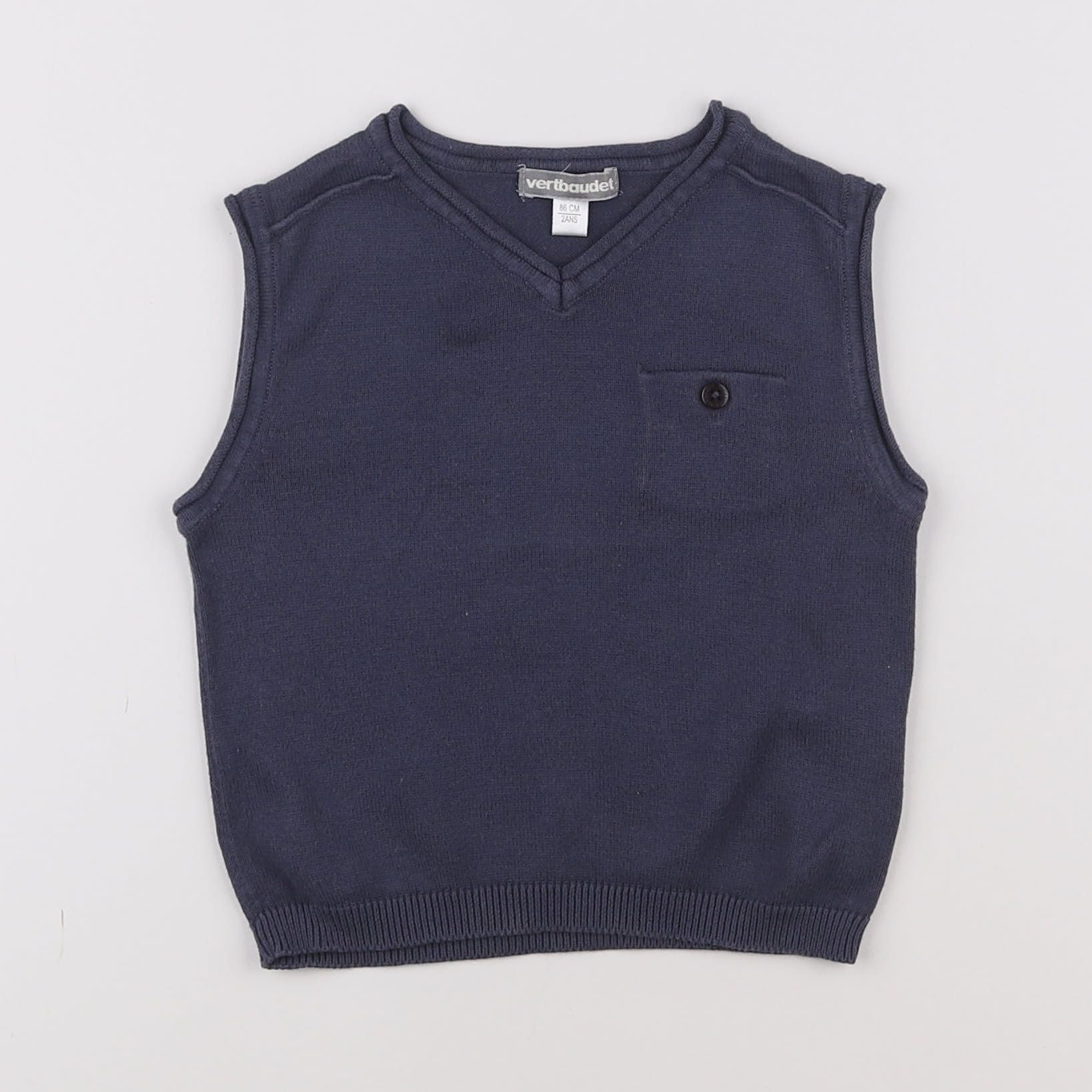 Vertbaudet - gilet bleu, gris - 2 ans