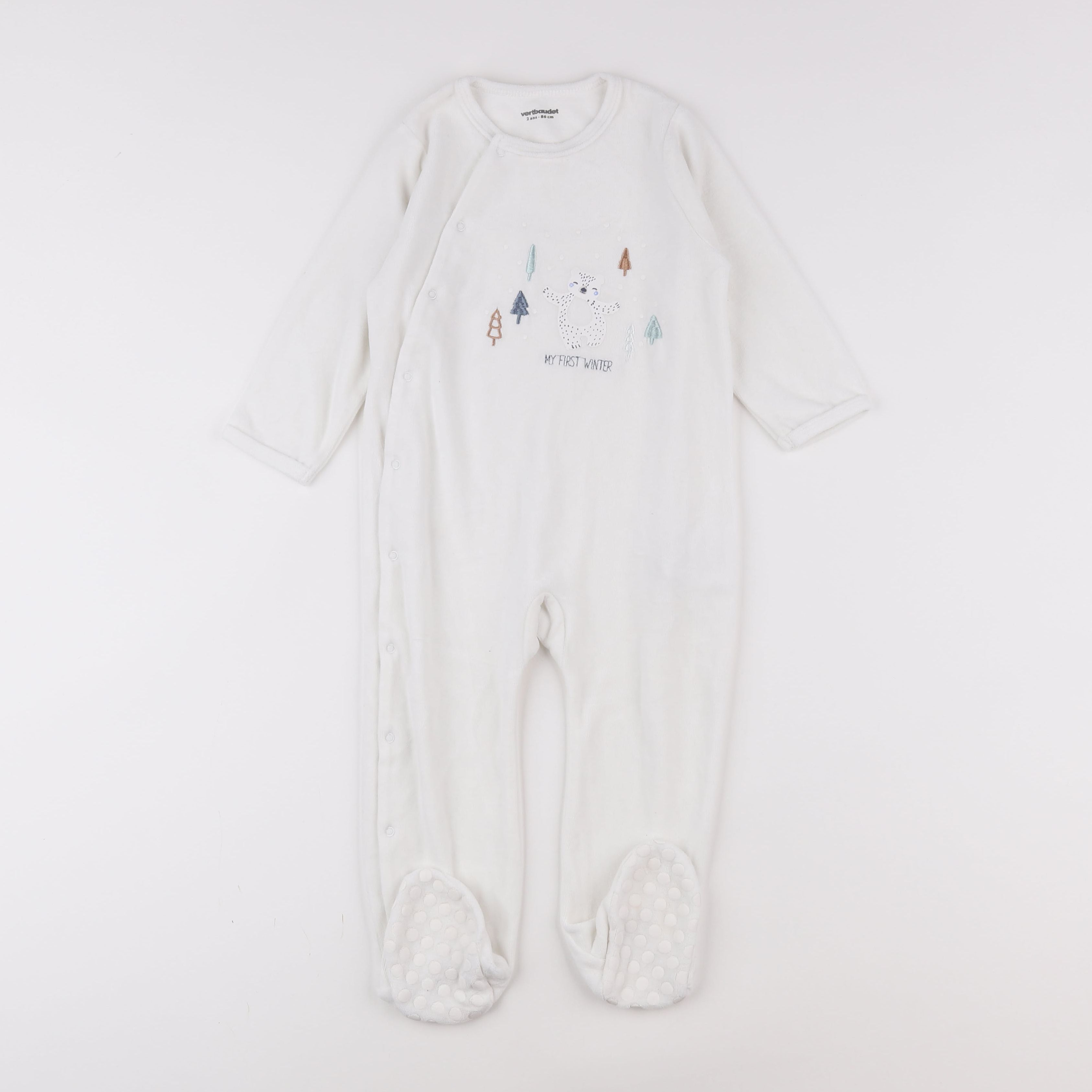 Vertbaudet - pyjama velours blanc - 2 ans