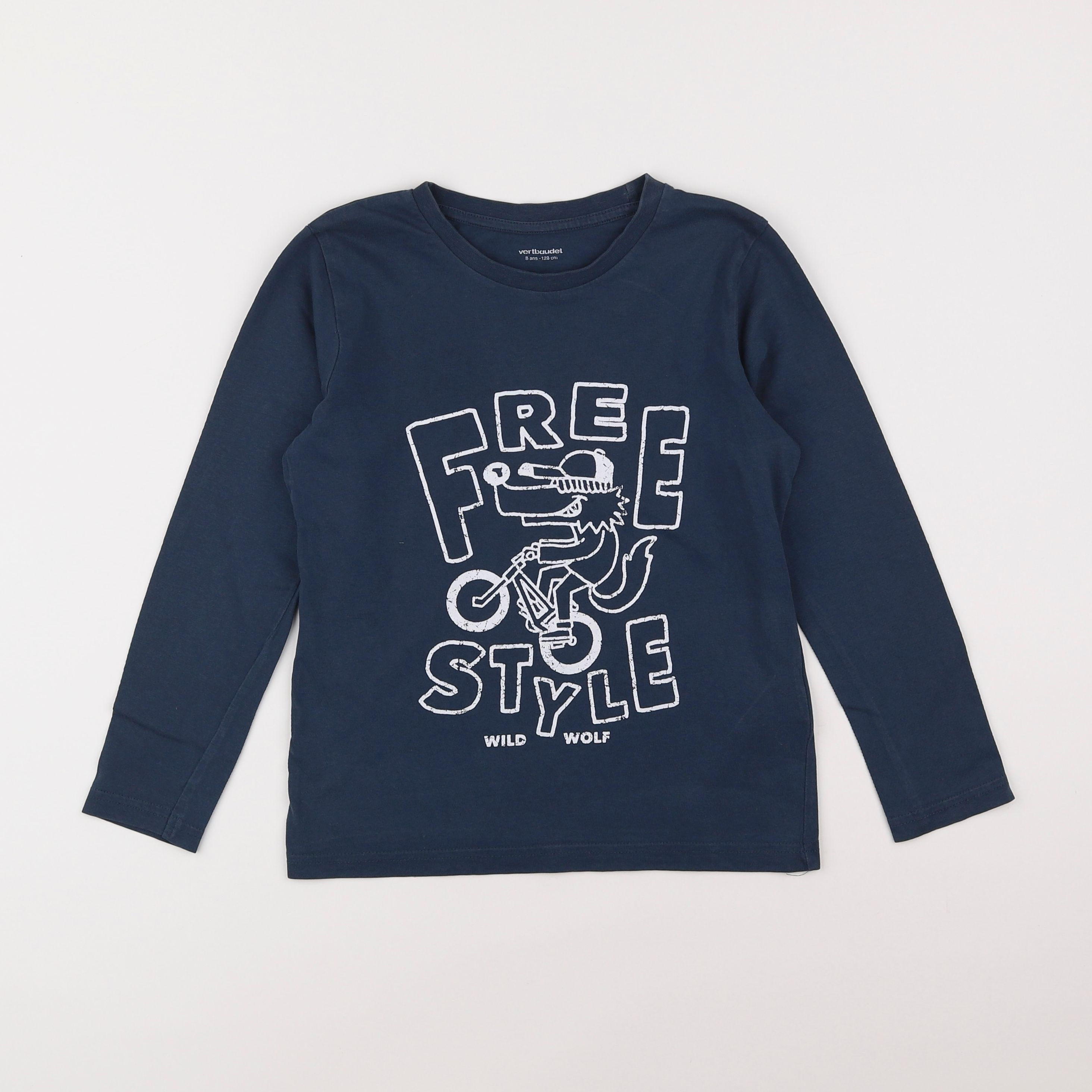 Vertbaudet - tee-shirt bleu - 8 ans