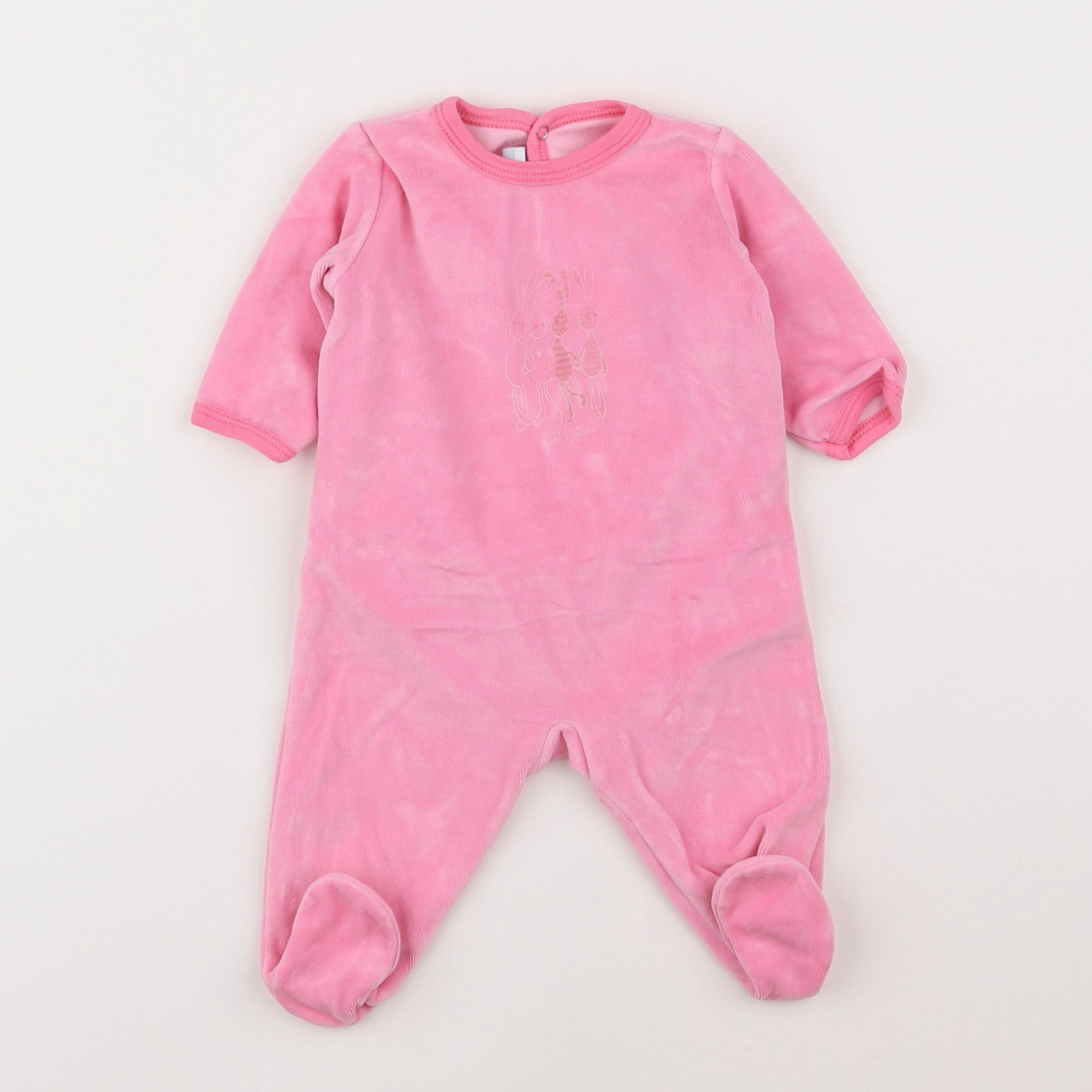 Petit Bateau - pyjama velours rose - 3 mois