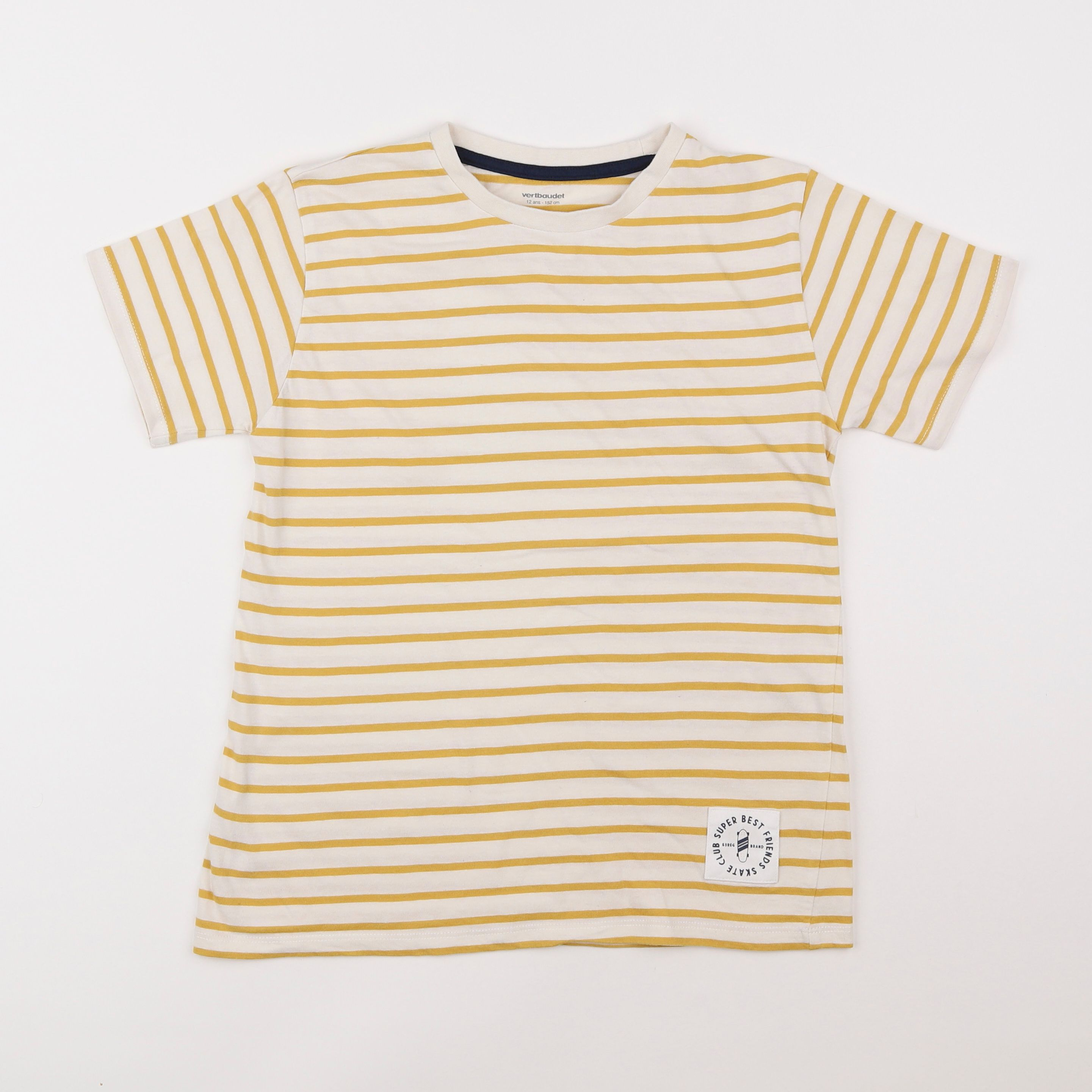 Vertbaudet - tee-shirt blanc, jaune - 12 ans