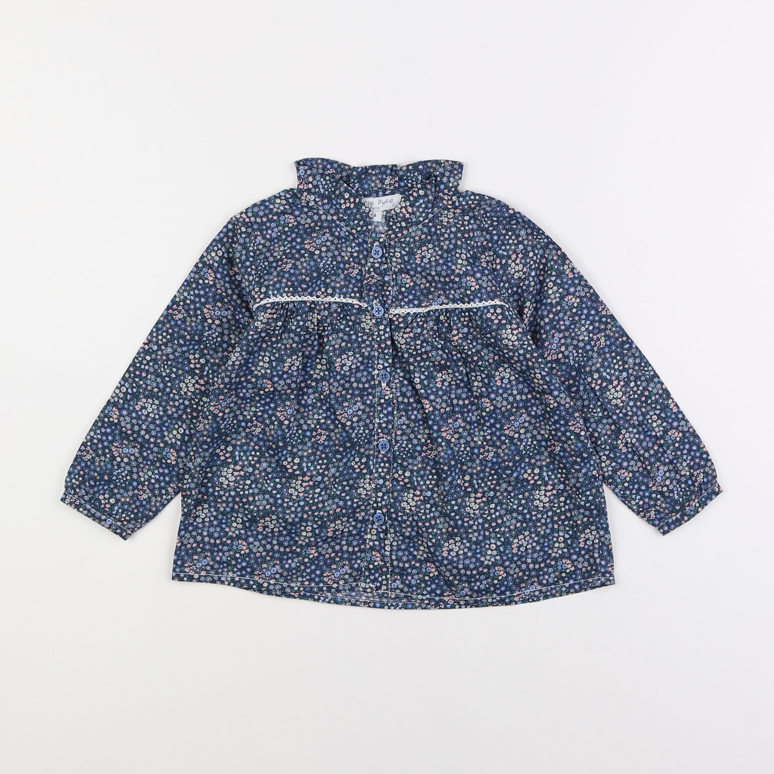 Marie Puce - blouse bleu - 4 ans