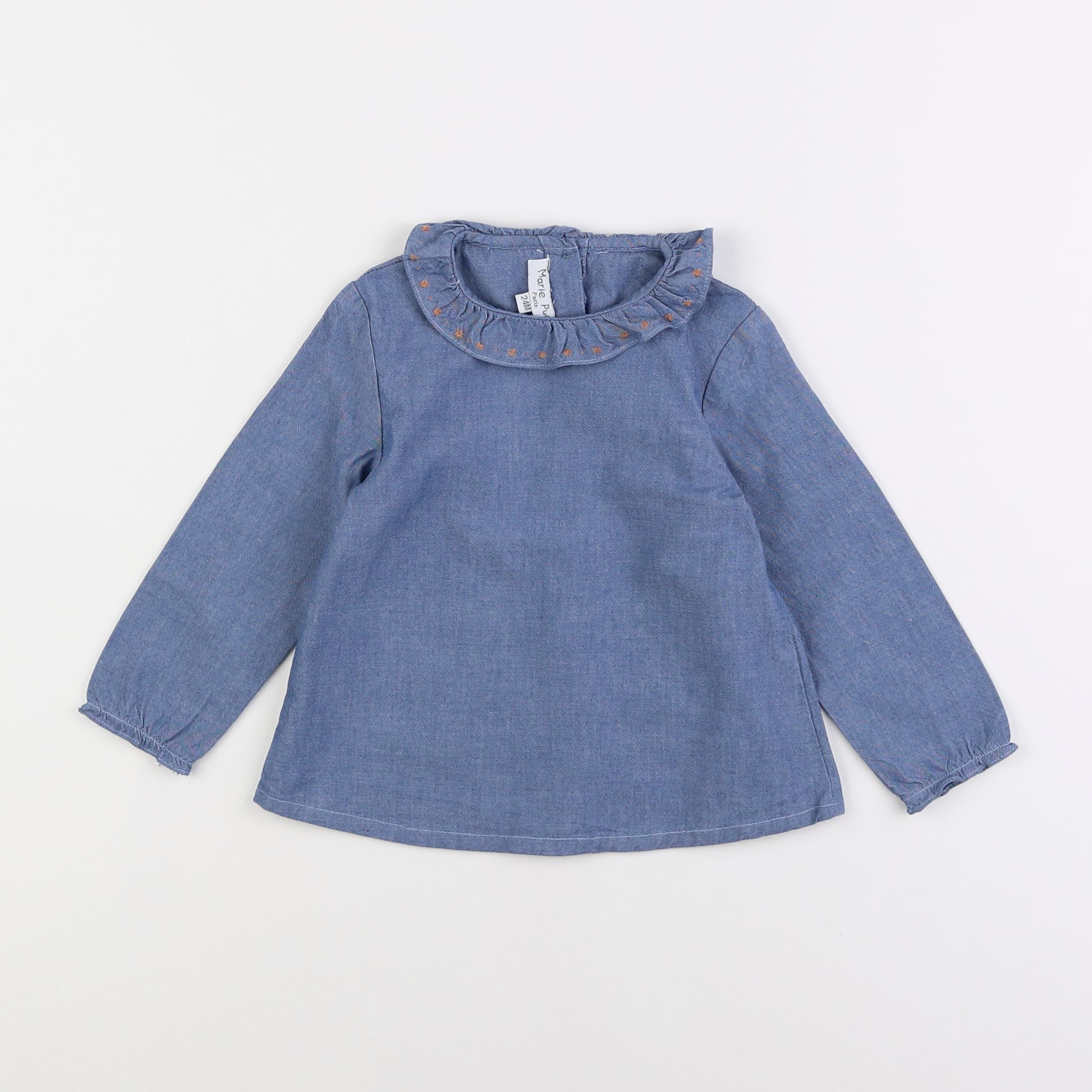 Marie Puce - blouse bleu - 2 ans