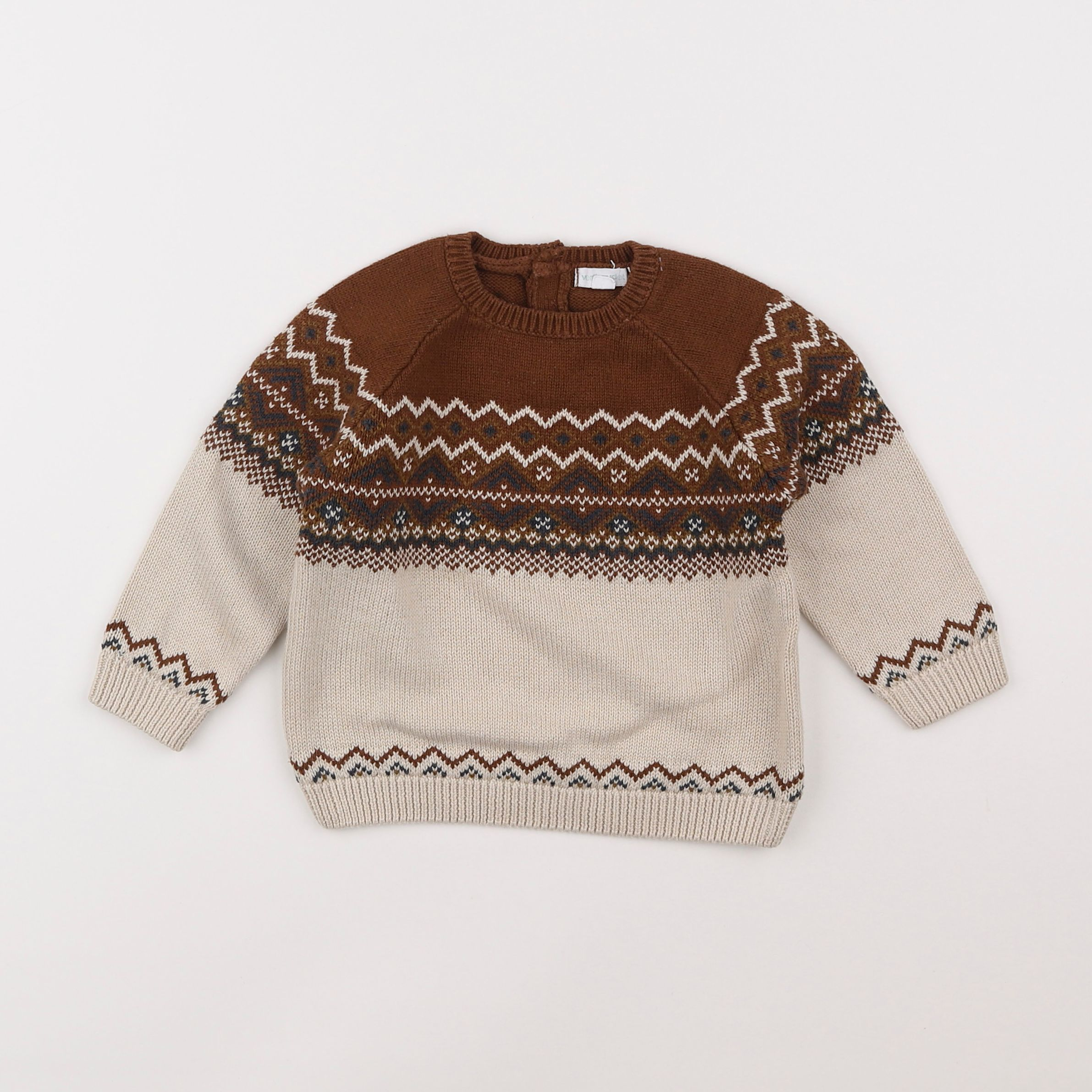 Vertbaudet - pull marron, beige - 2 ans