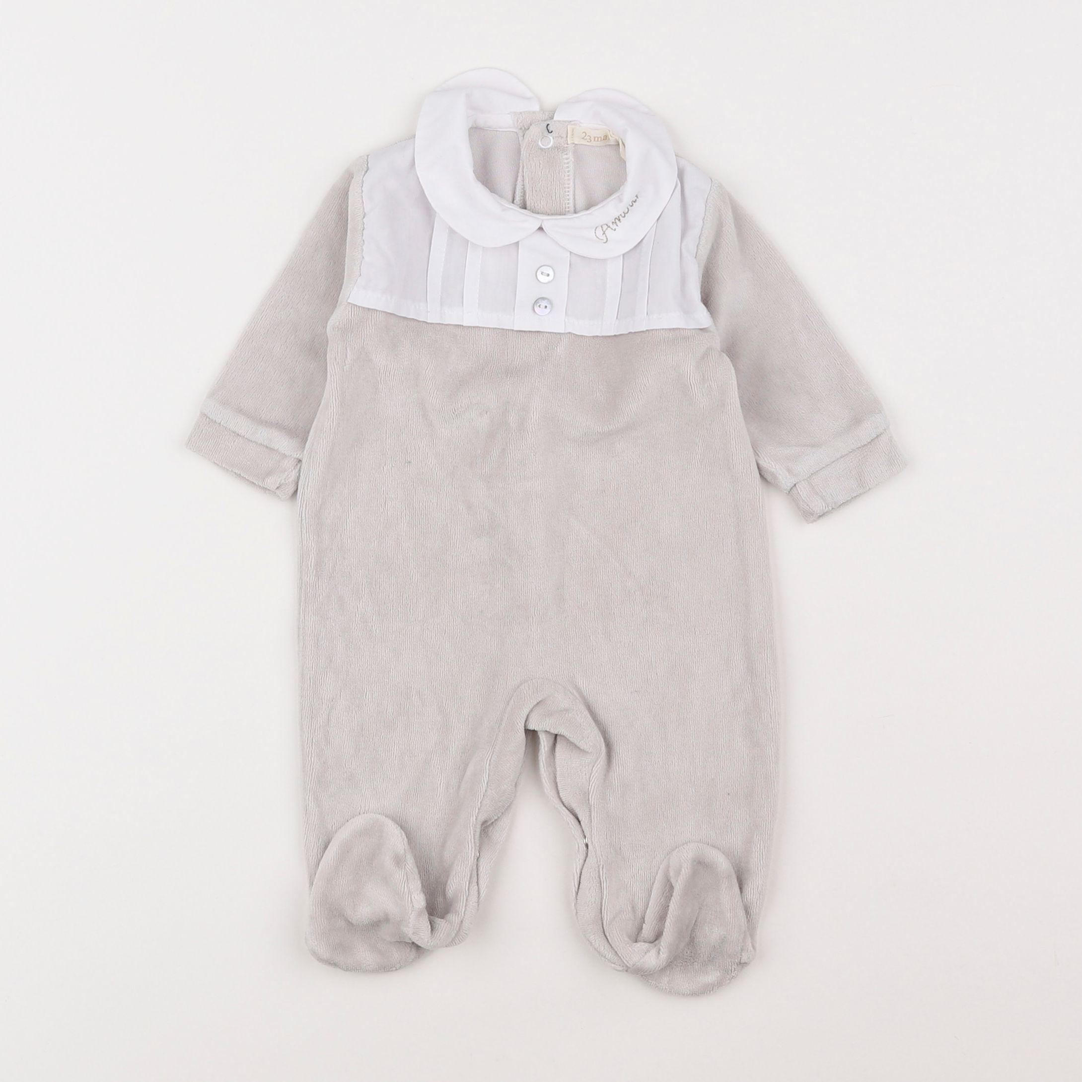 23 mai - pyjama velours gris - 1 mois