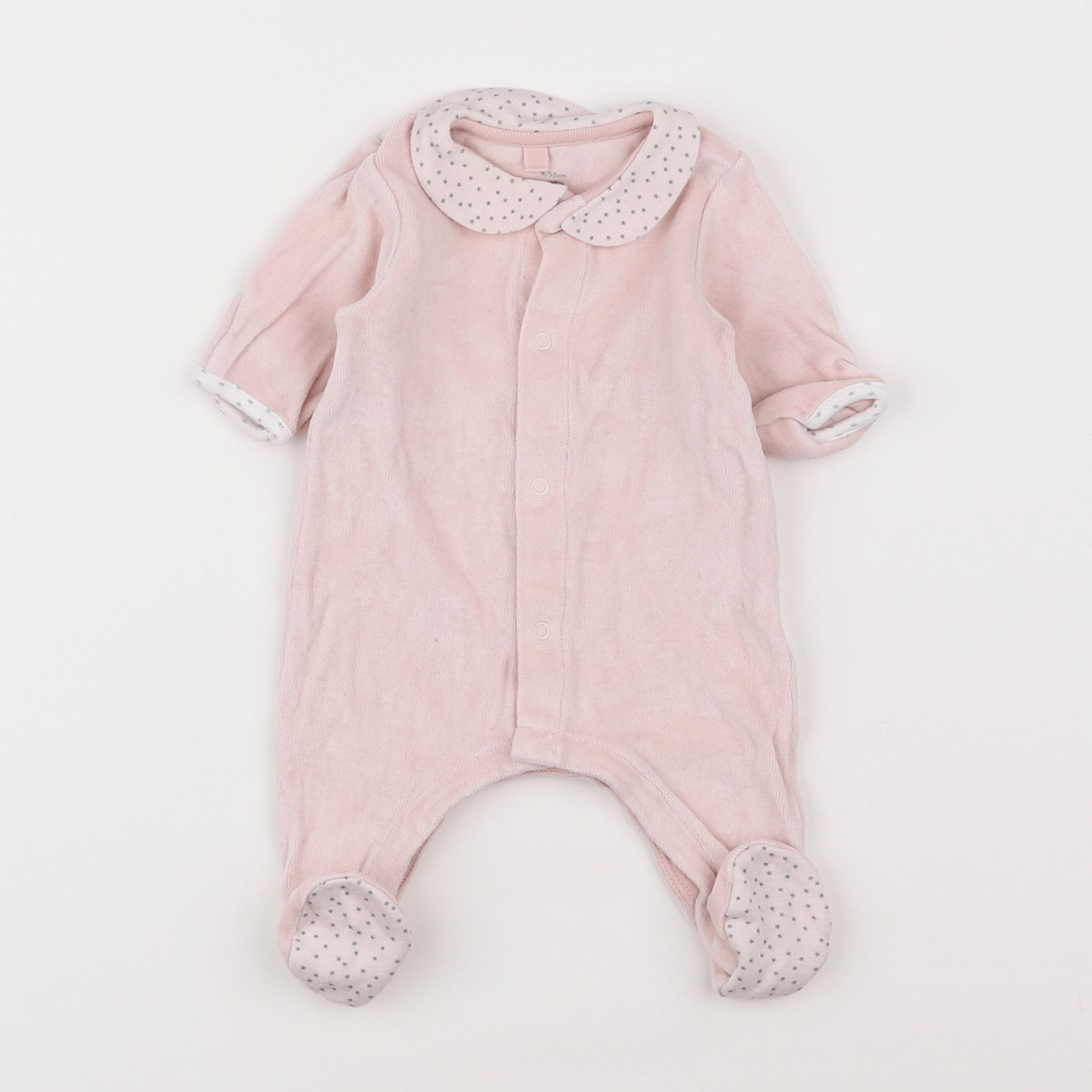 Petit Bateau - pyjama velours rose - 0 mois