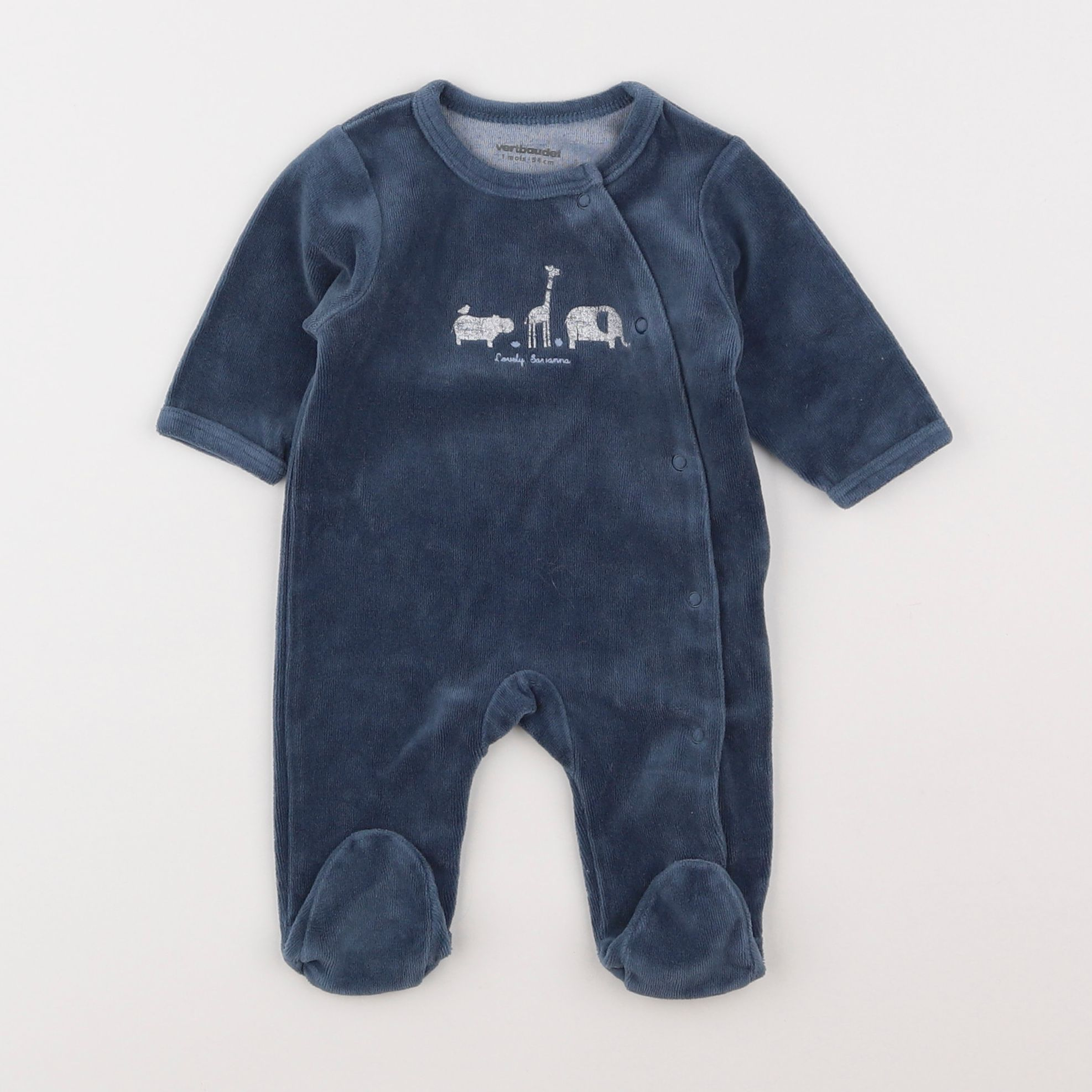 Vertbaudet - pyjama velours bleu - 1 mois