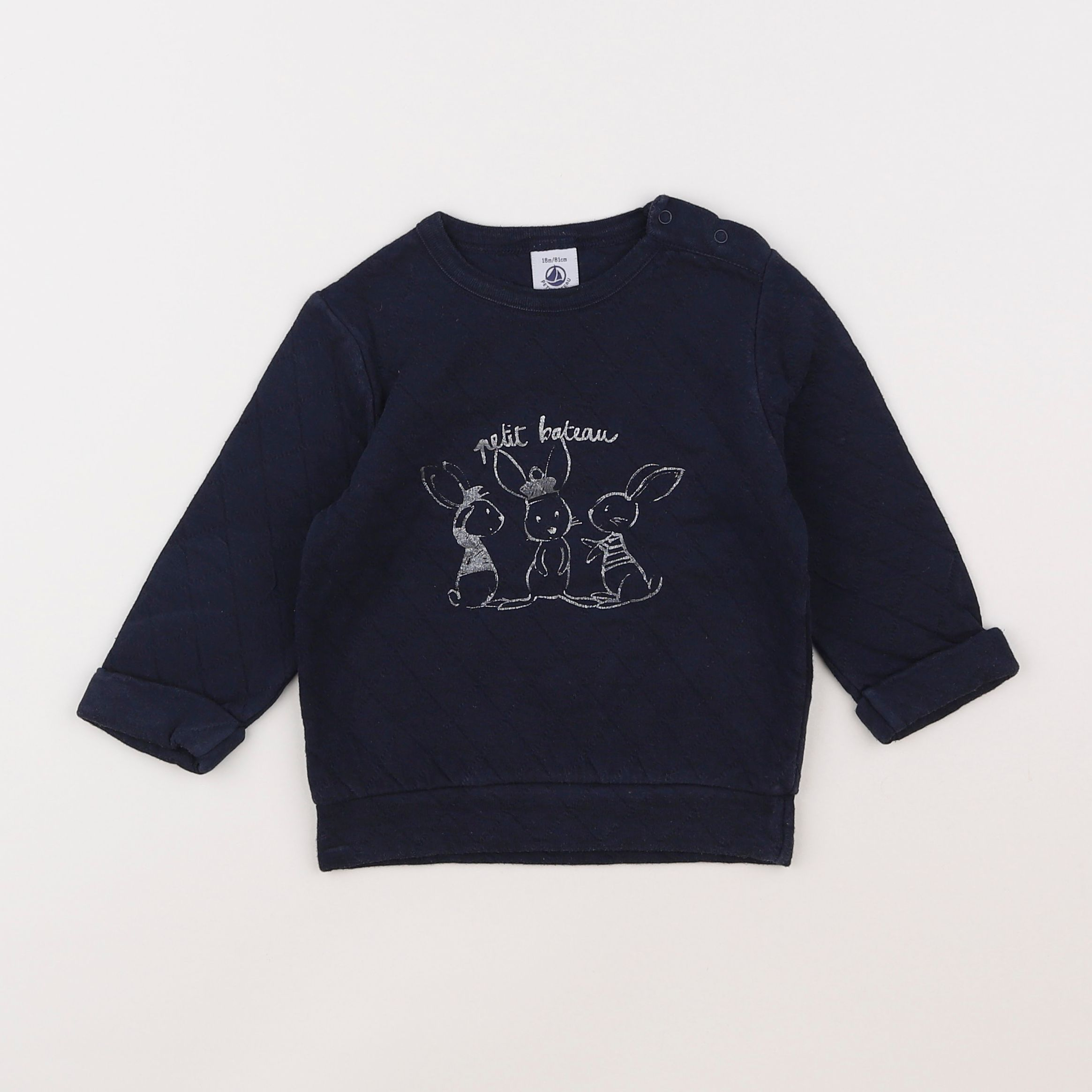 Petit Bateau - sweat bleu - 18 mois