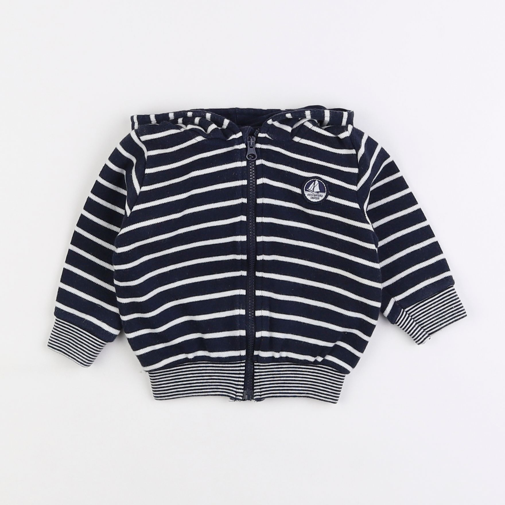 Petit Bateau - sweat blanc, bleu - 6 mois