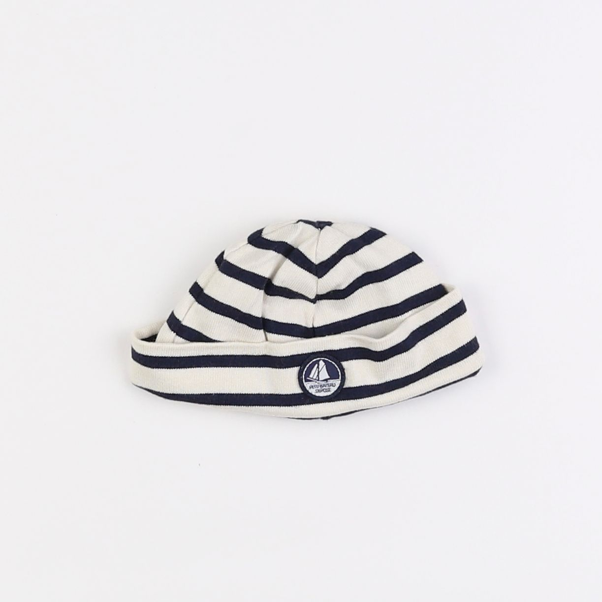 Petit Bateau - bonnet blanc, bleu - 3/6 mois