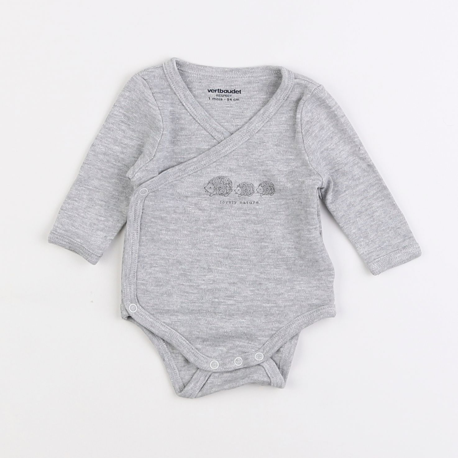 Vertbaudet - body gris - 1 mois