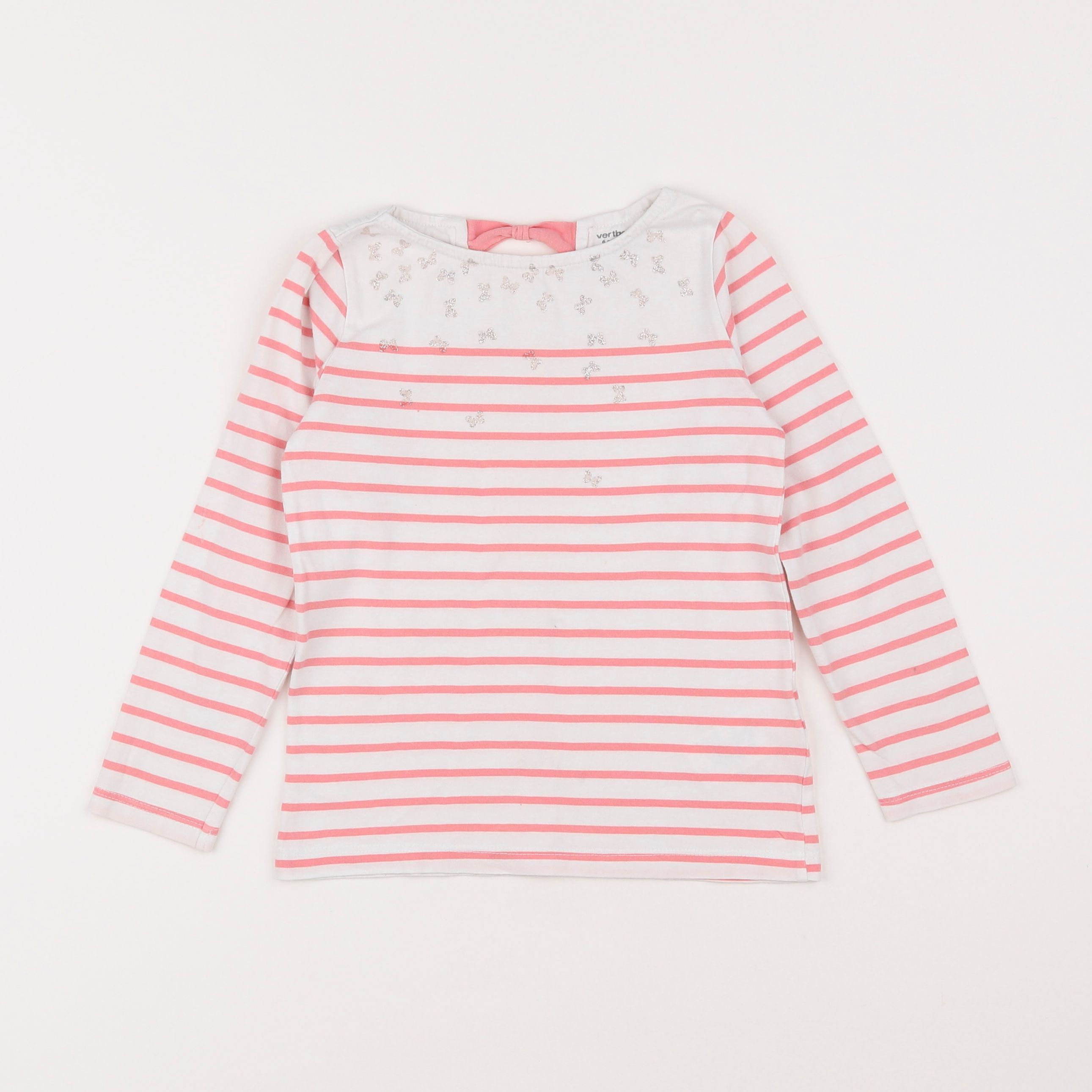 Vertbaudet - tee-shirt blanc, rose - 6 ans