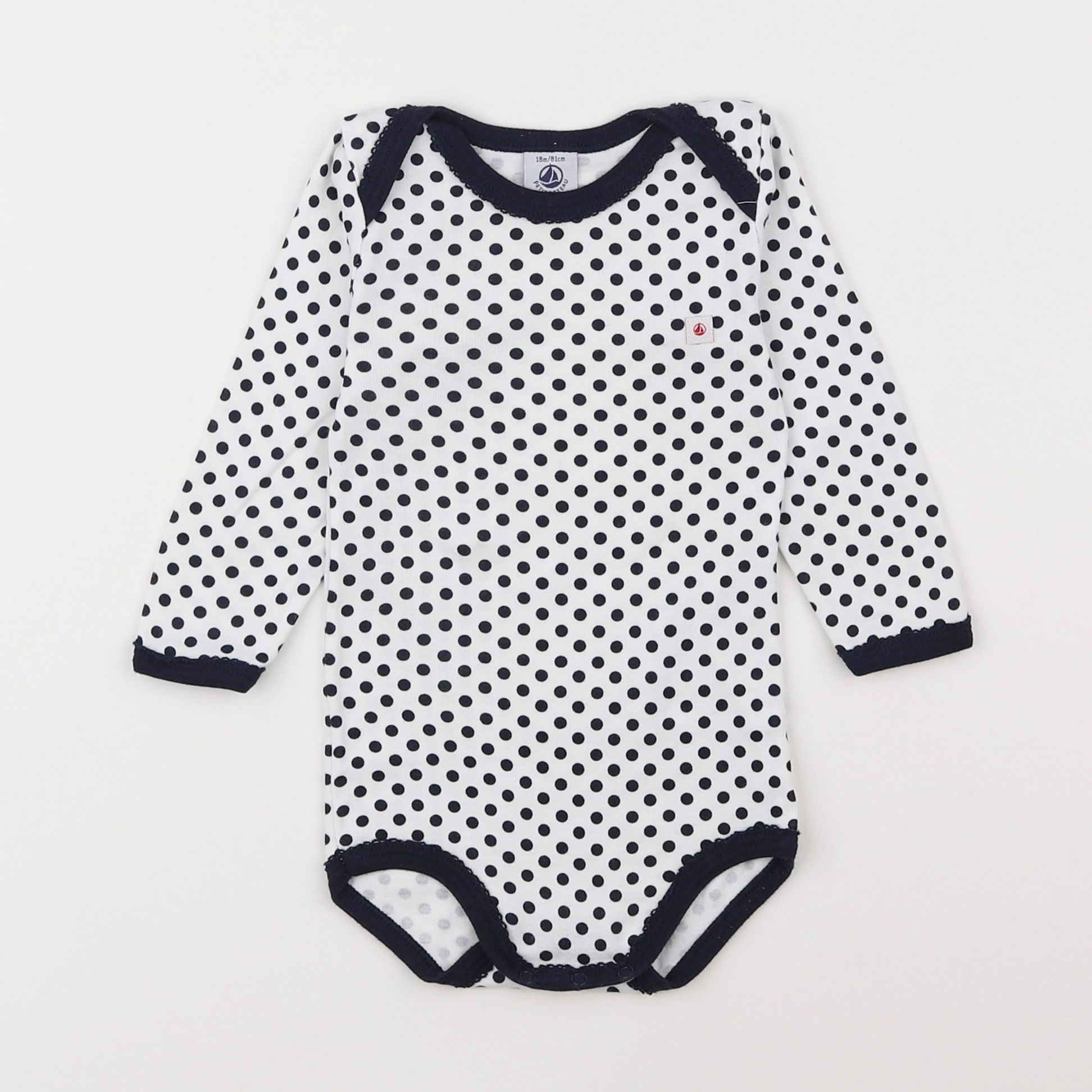 Petit Bateau - body blanc, bleu - 18 mois