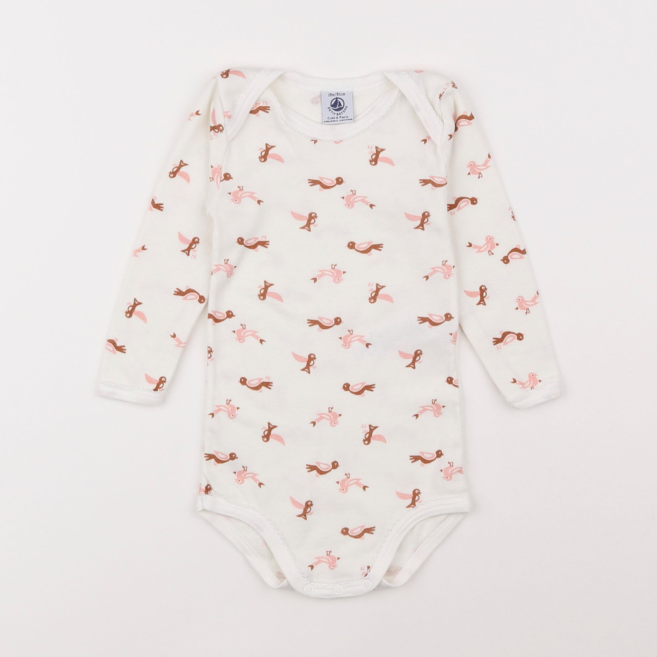 Petit Bateau - body beige, rose - 18 mois