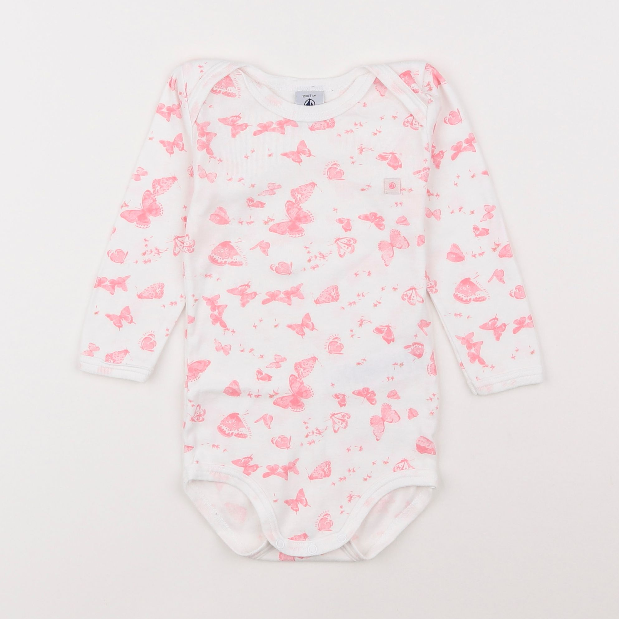 Petit Bateau - body rose, blanc - 18 mois