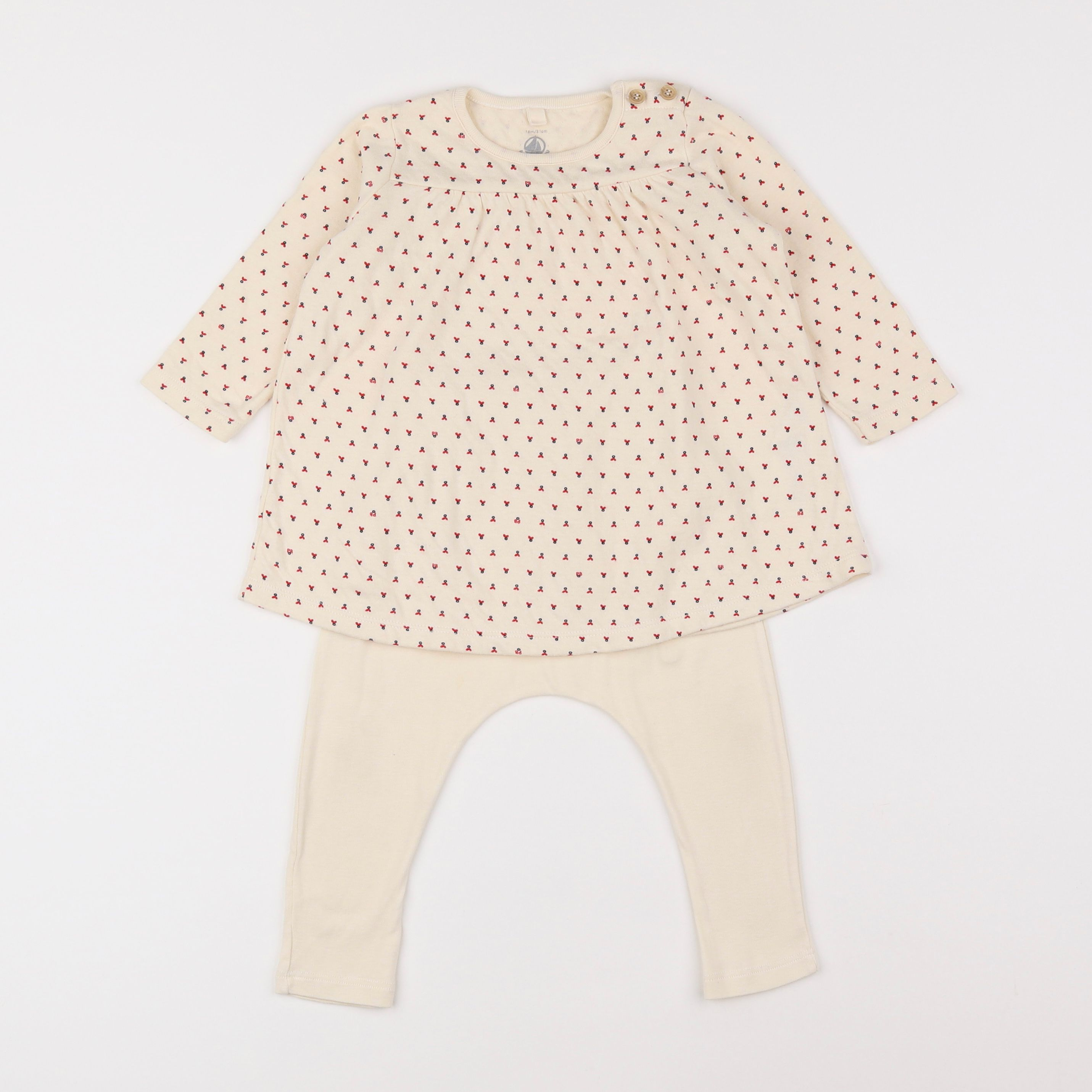 Petit Bateau - ensemble beige - 12 mois