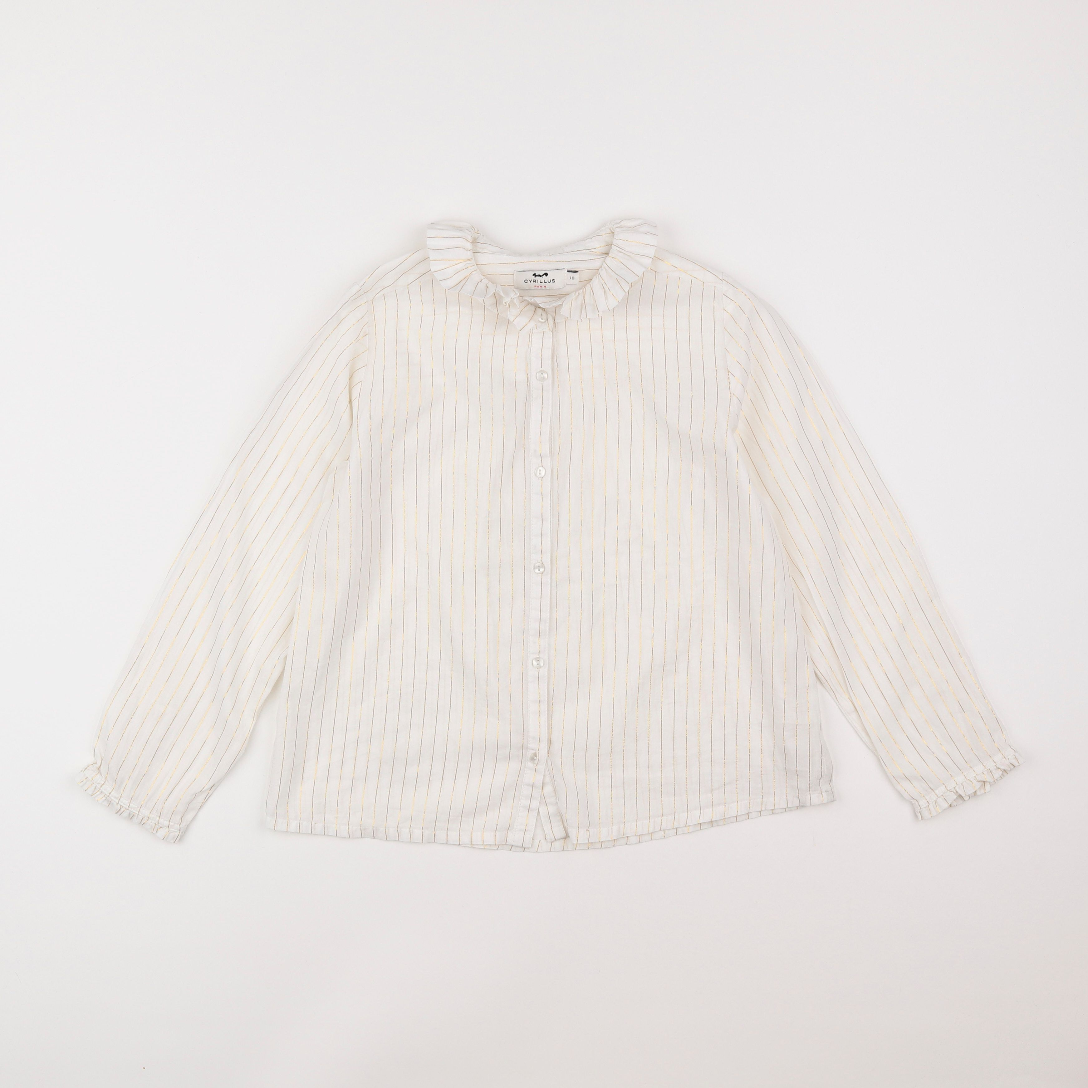 Cyrillus - blouse blanc, or - 10 ans