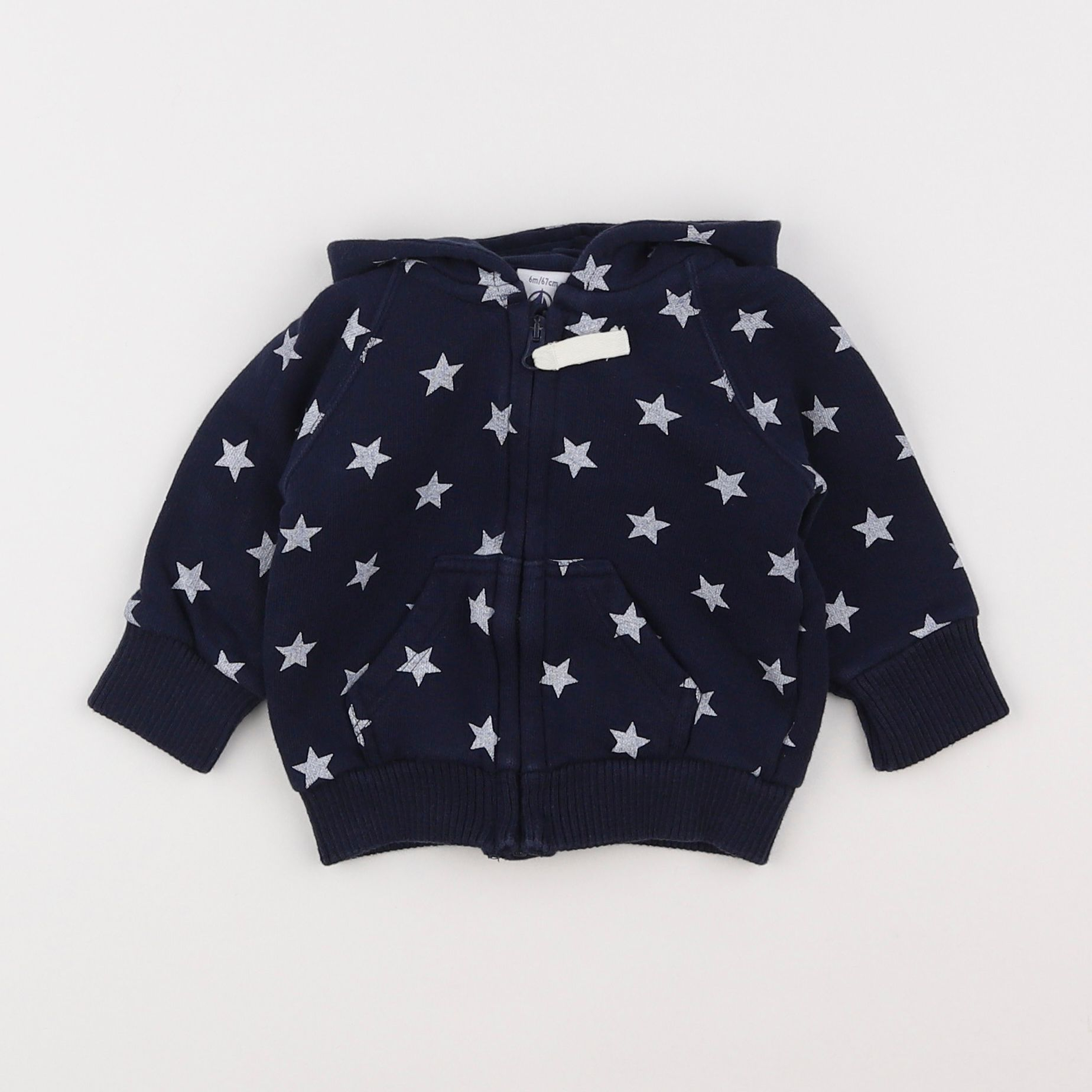 Petit Bateau - sweat bleu, blanc - 6 mois