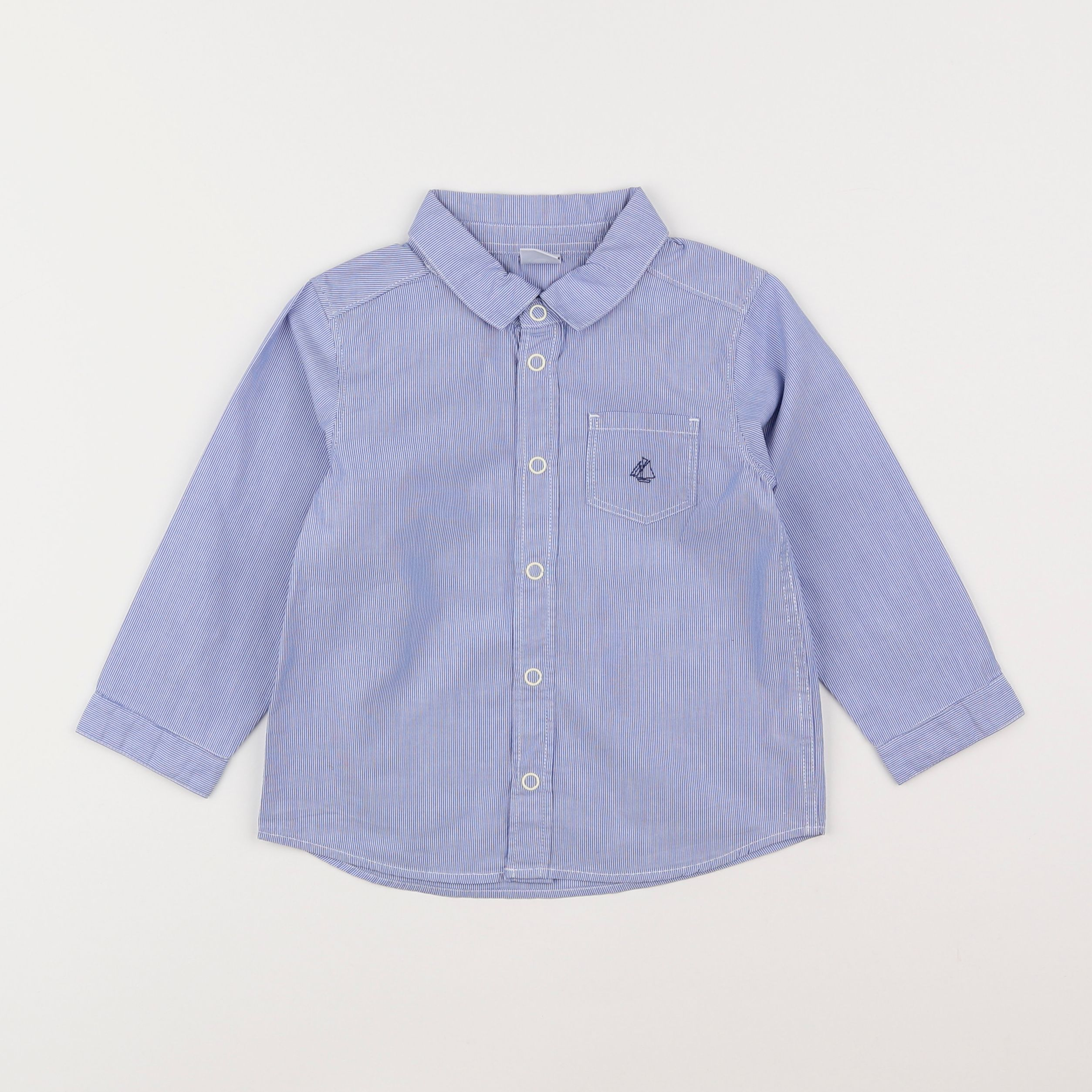 Petit Bateau - chemise bleu - 2 ans