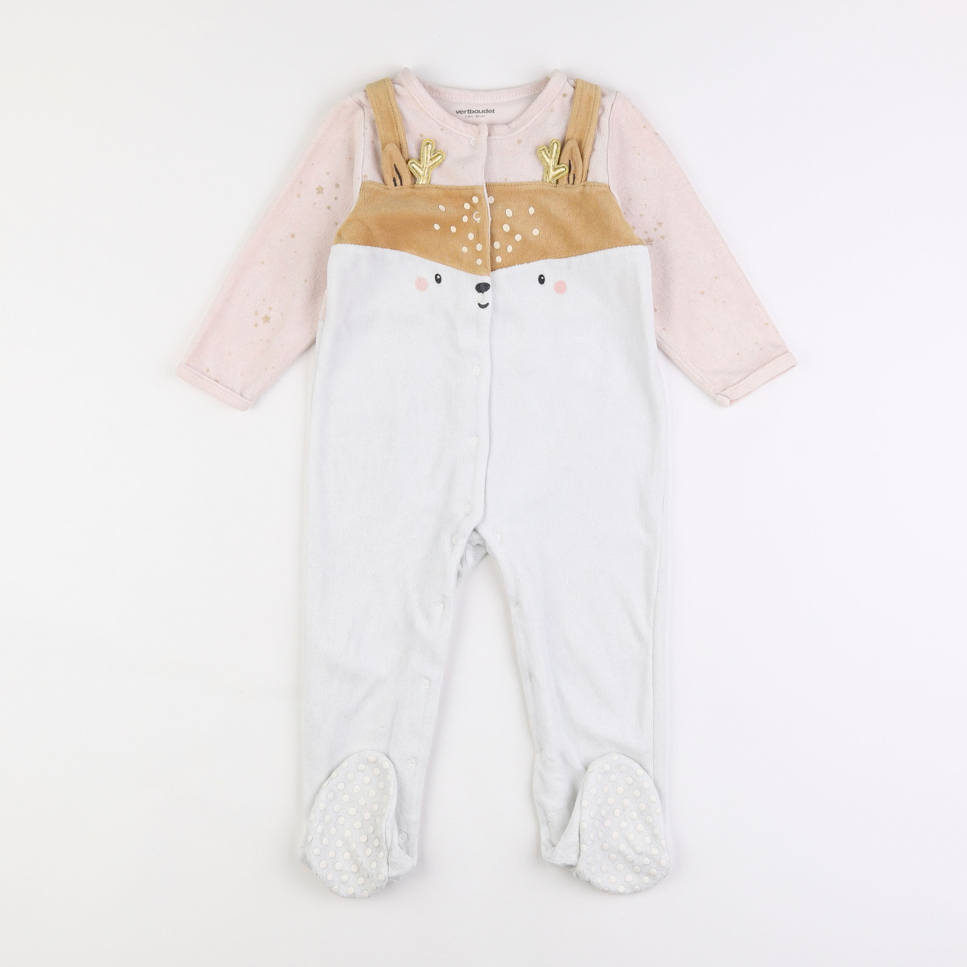 Vertbaudet - pyjama velours blanc - 2 ans