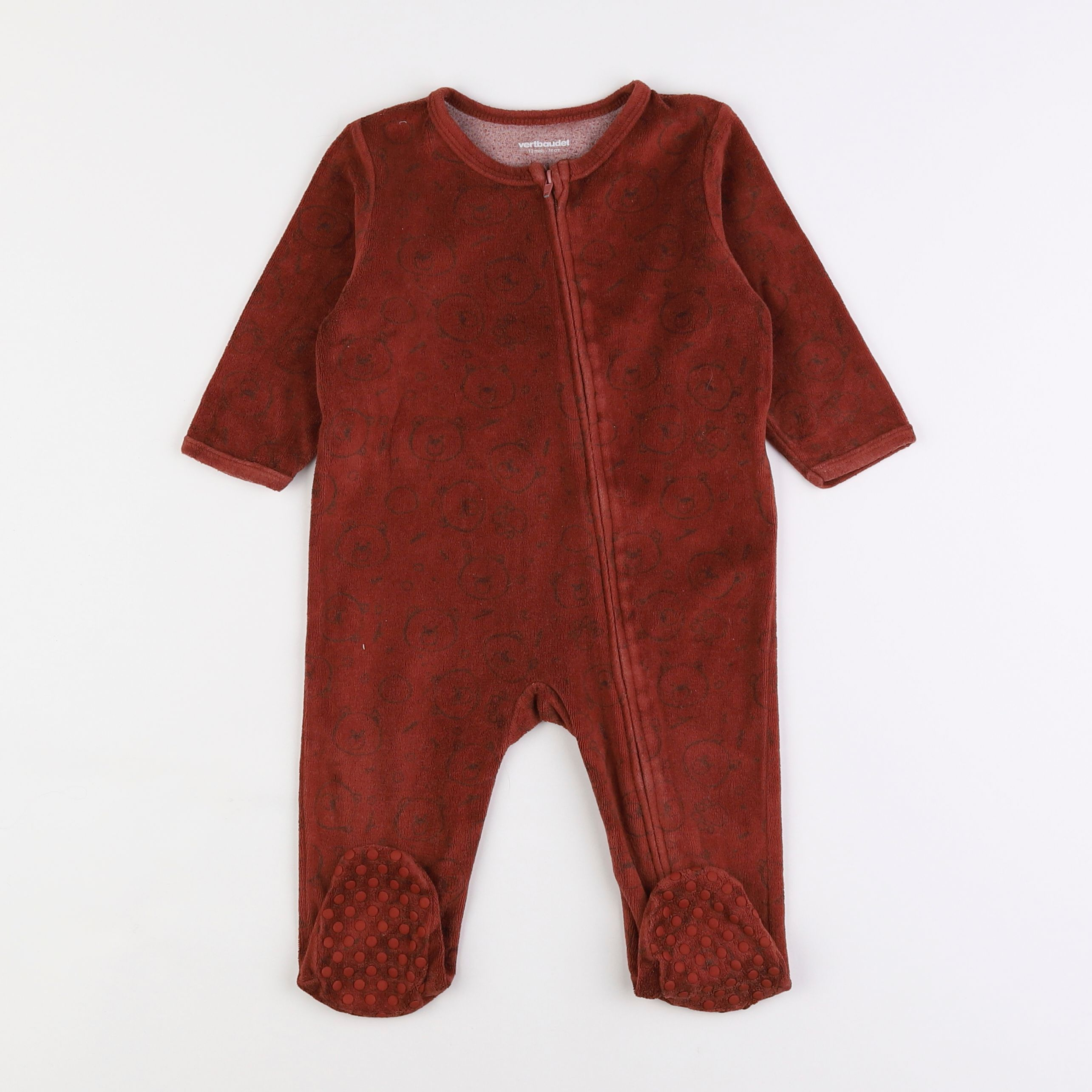 Vertbaudet - pyjama velours marron - 12 mois