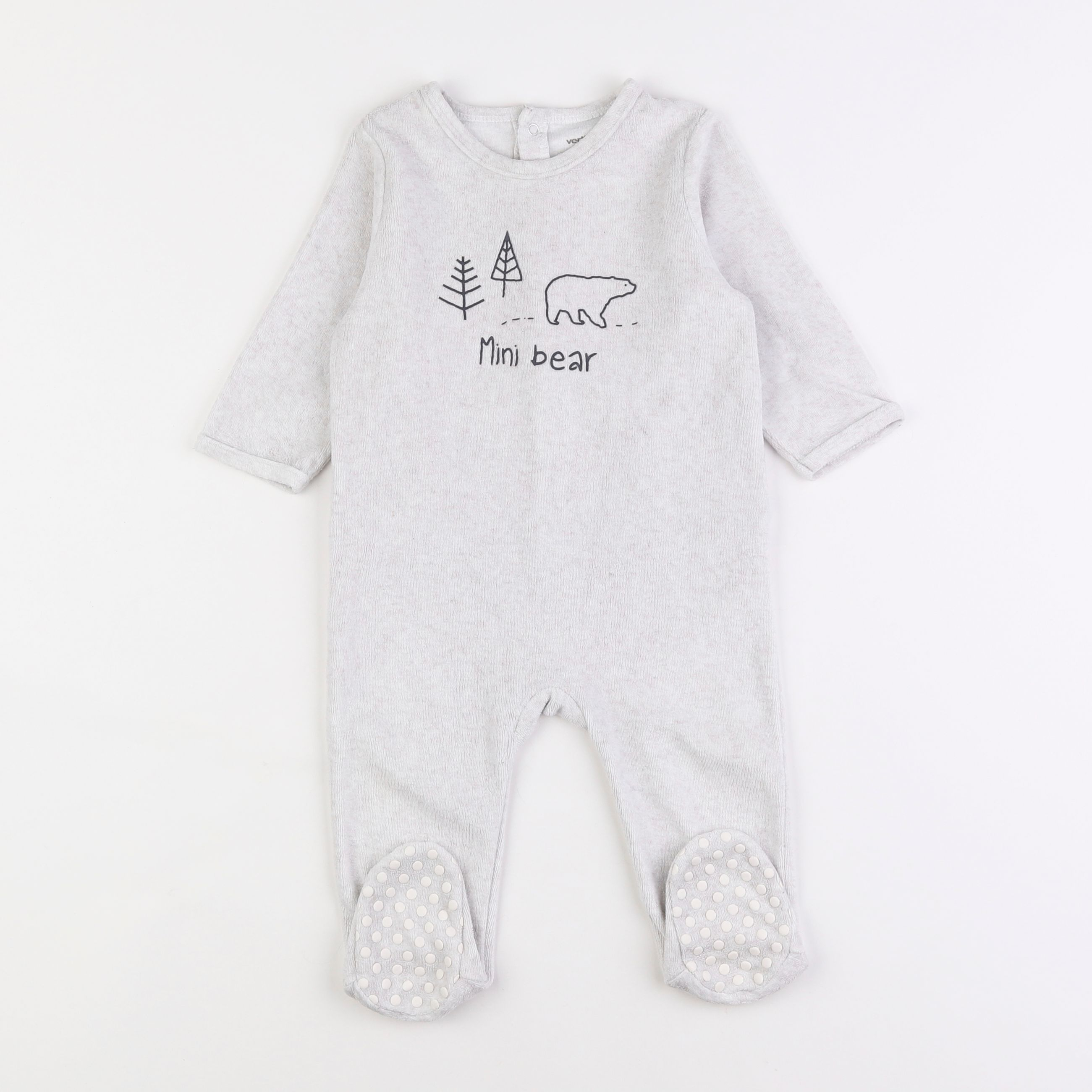 Vertbaudet - pyjama velours gris - 12 mois